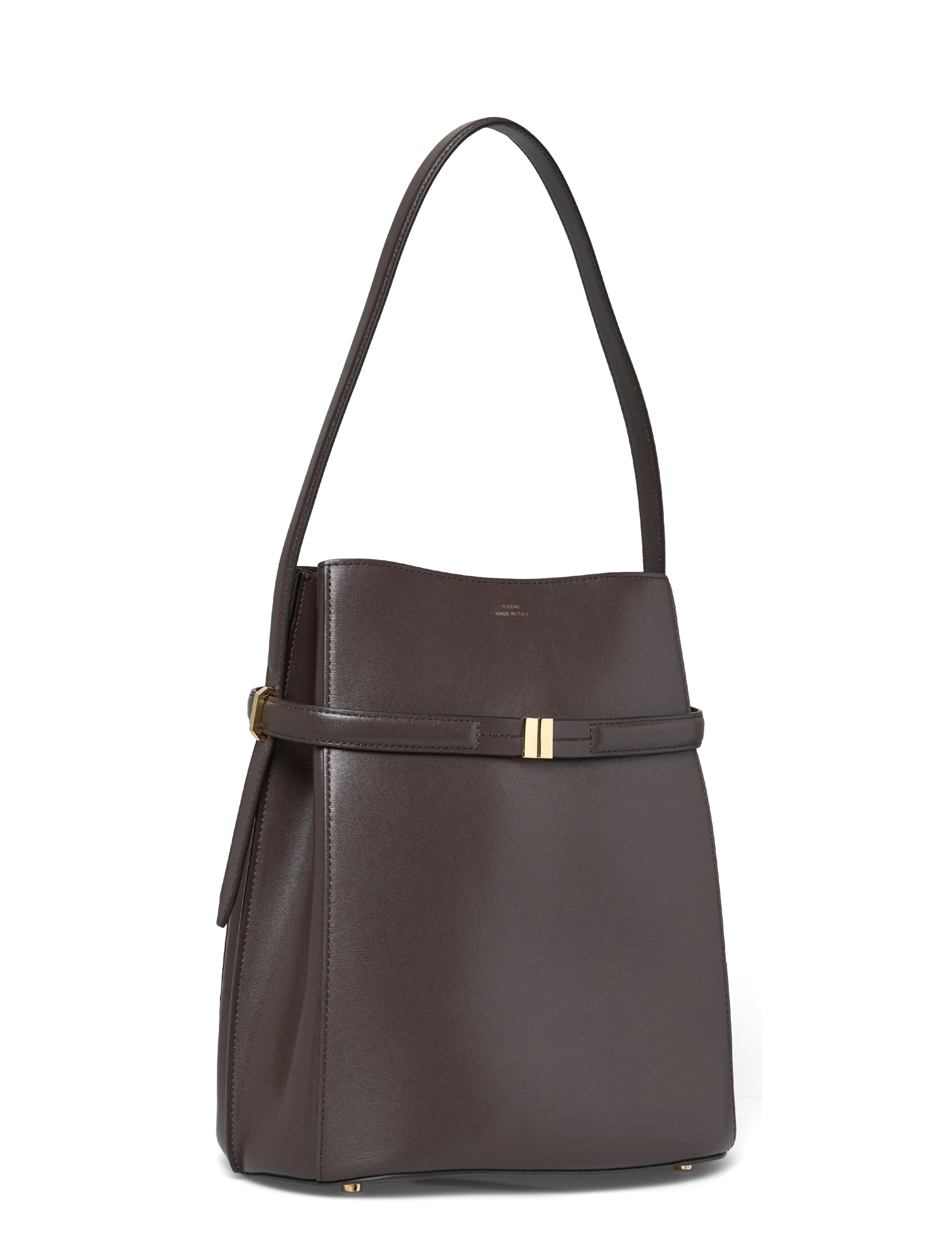 TOTEME - Belted Leather Bucket Bag - bark - 2