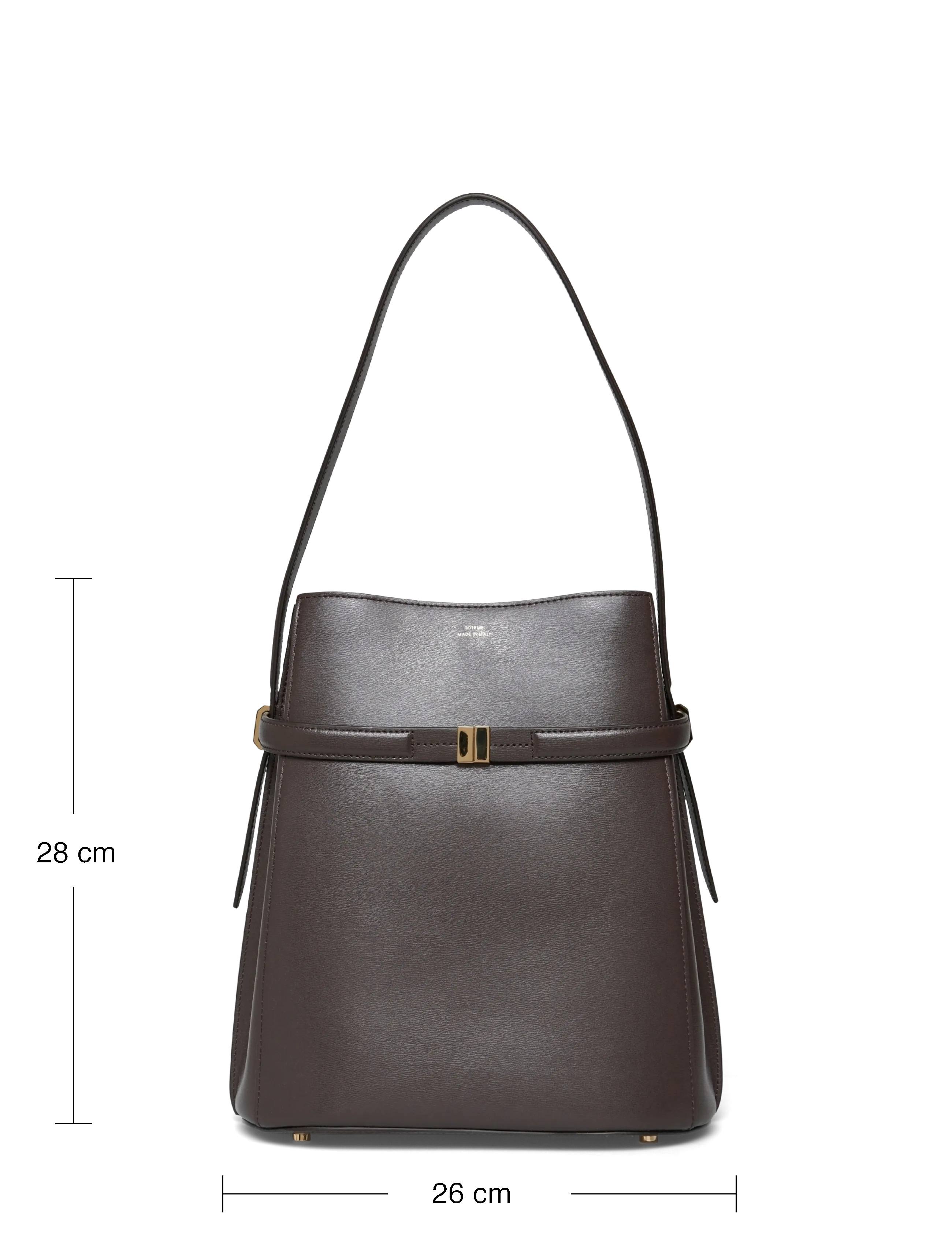 TOTEME - Belted Leather Bucket Bag - bark - 3
