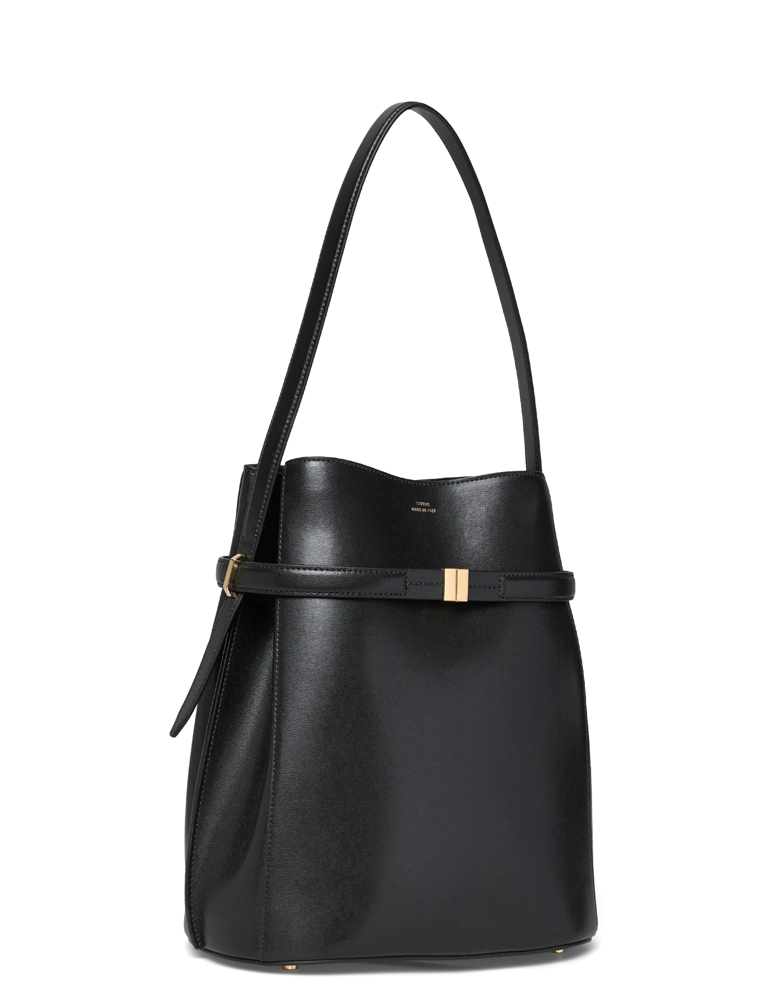 TOTEME - Belted Leather Bucket Bag - black - 2