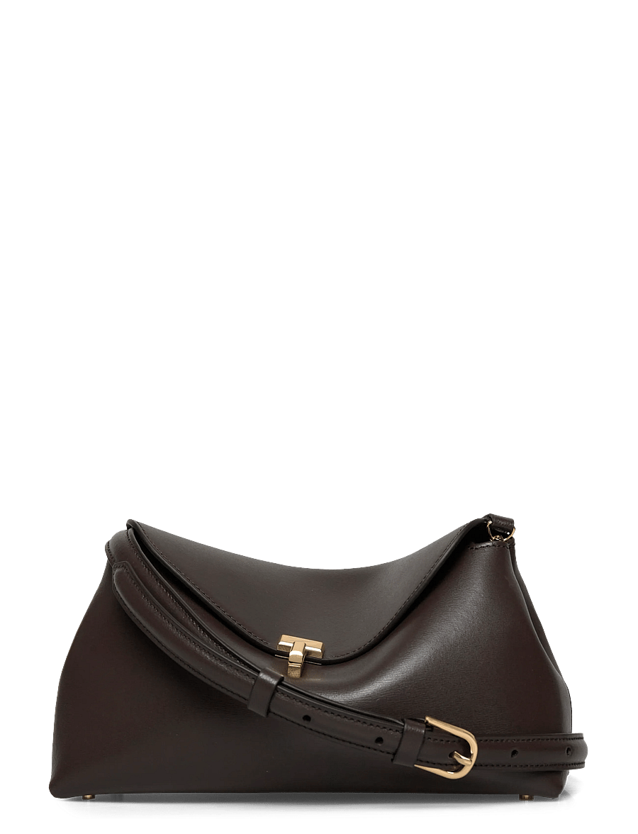 TOTEME - T-Lock Small Leather Clutch - håndtasker - brown - 0