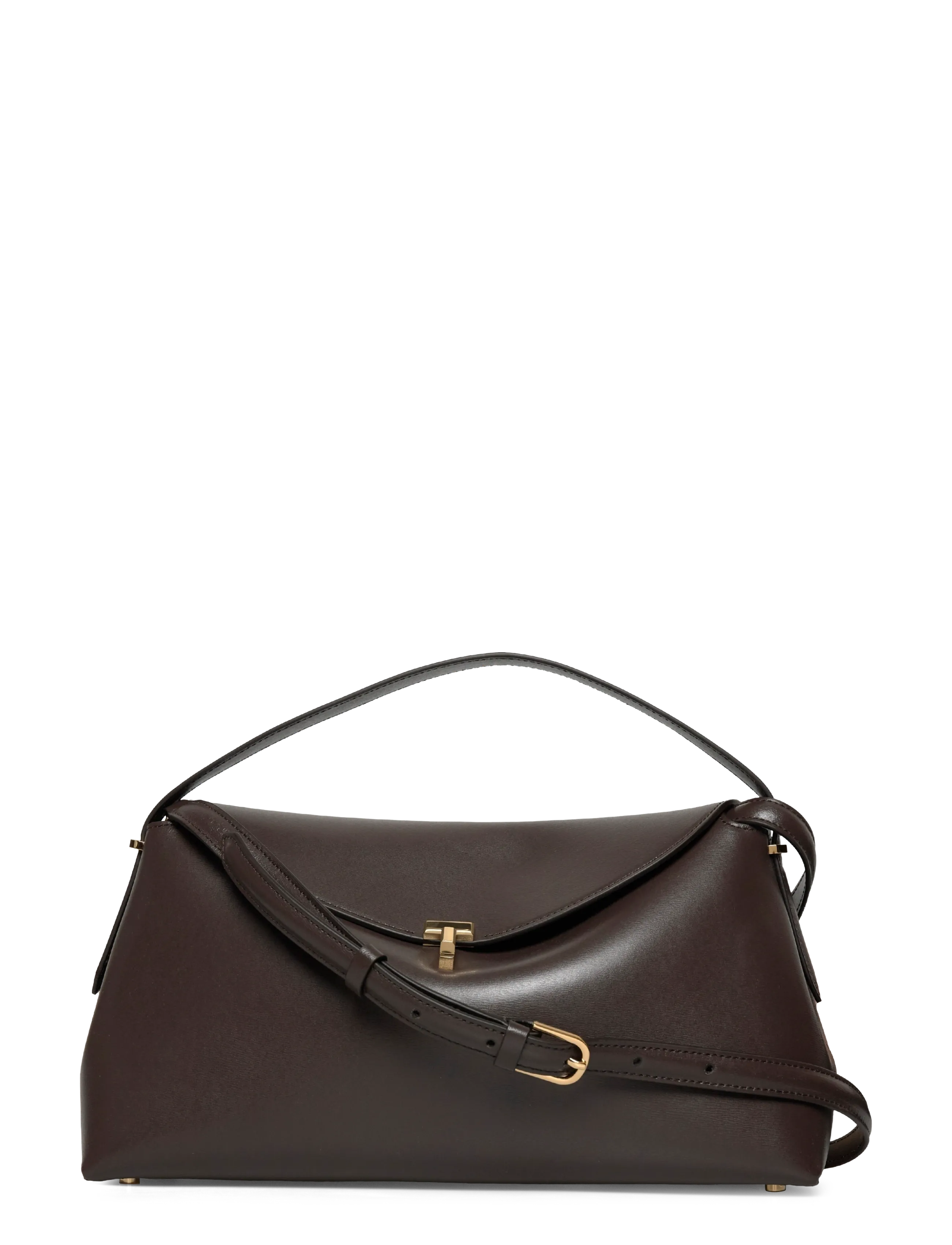 TOTEME T Lock Leather Top Handle Bag, One Size, Brown, Tasker > Tasker Med Tophåndtag, Dame