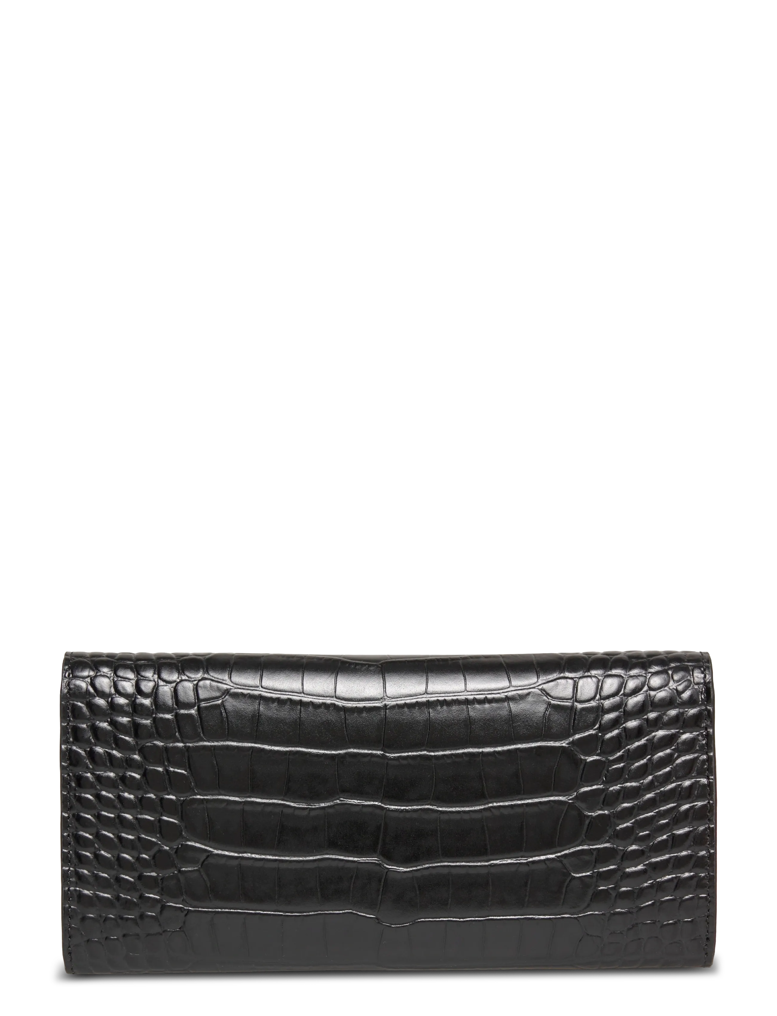 TOTEME - T-Lock Croco Print Leather Wallet - punge - black - 1