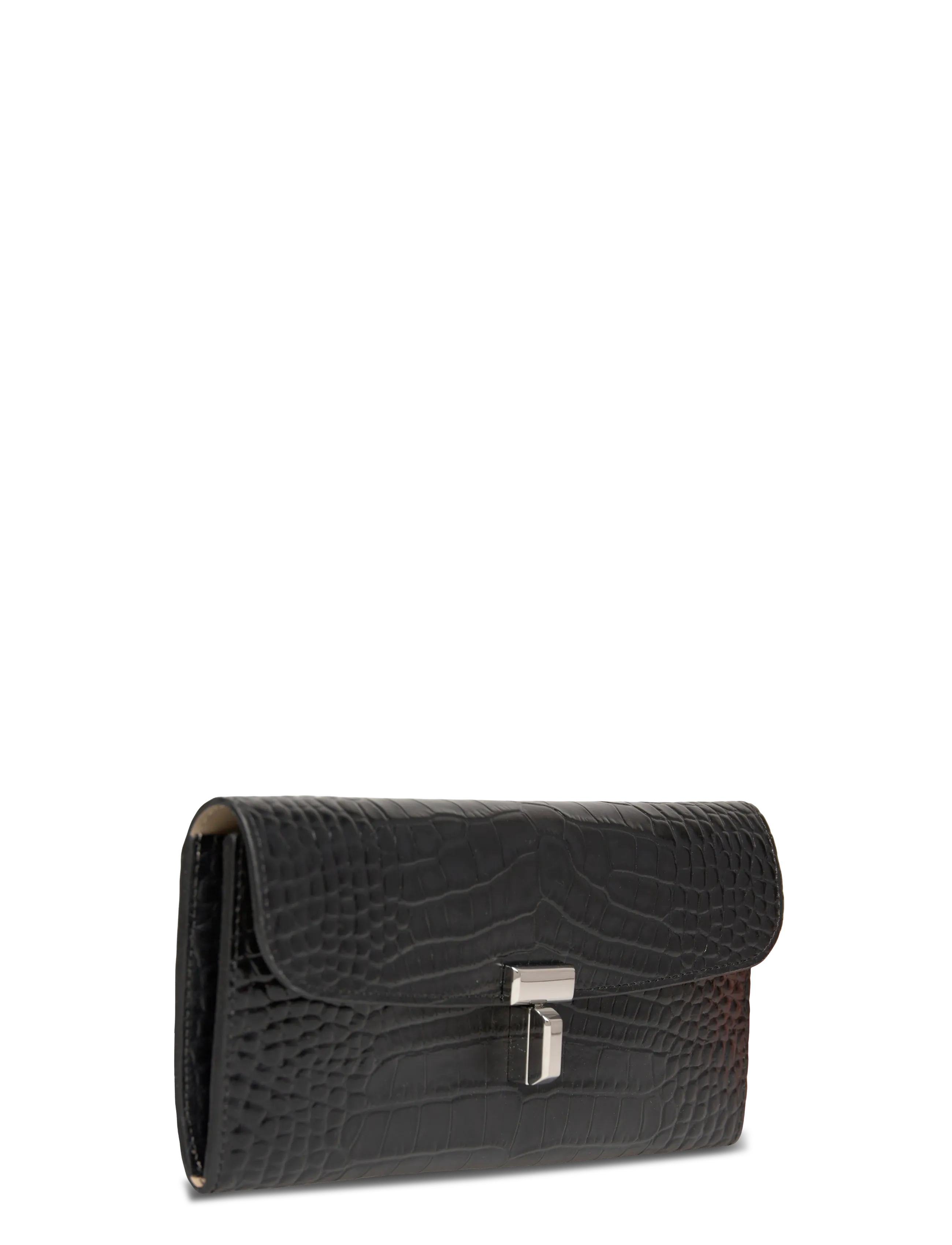TOTEME - T-Lock Croco Print Leather Wallet - punge - black - 2