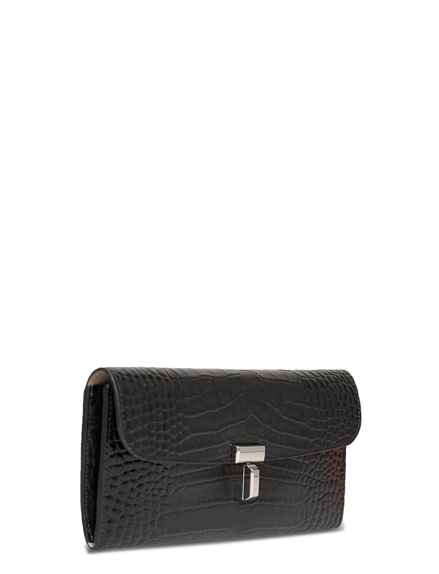 TOTEME - T-Lock Croco Print Leather Wallet - punge - black - 2