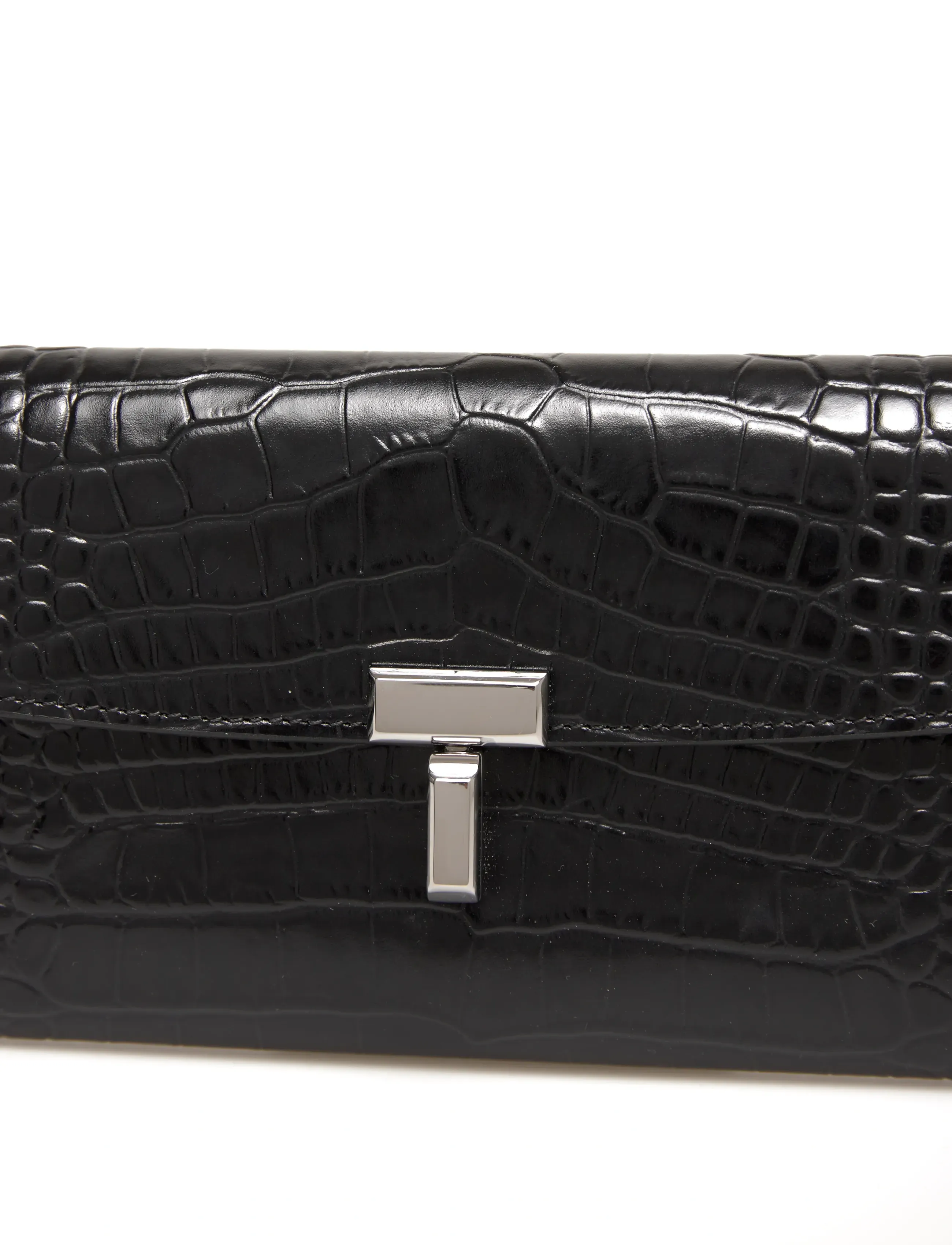 TOTEME - T-Lock Croco Print Leather Wallet - punge - black - 4