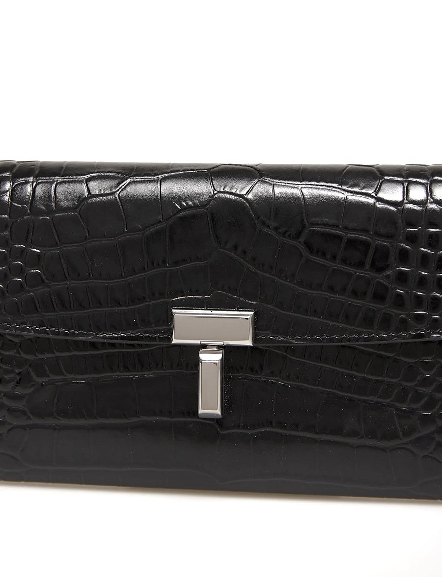 TOTEME - T-Lock Croco Print Leather Wallet - punge - black - 4