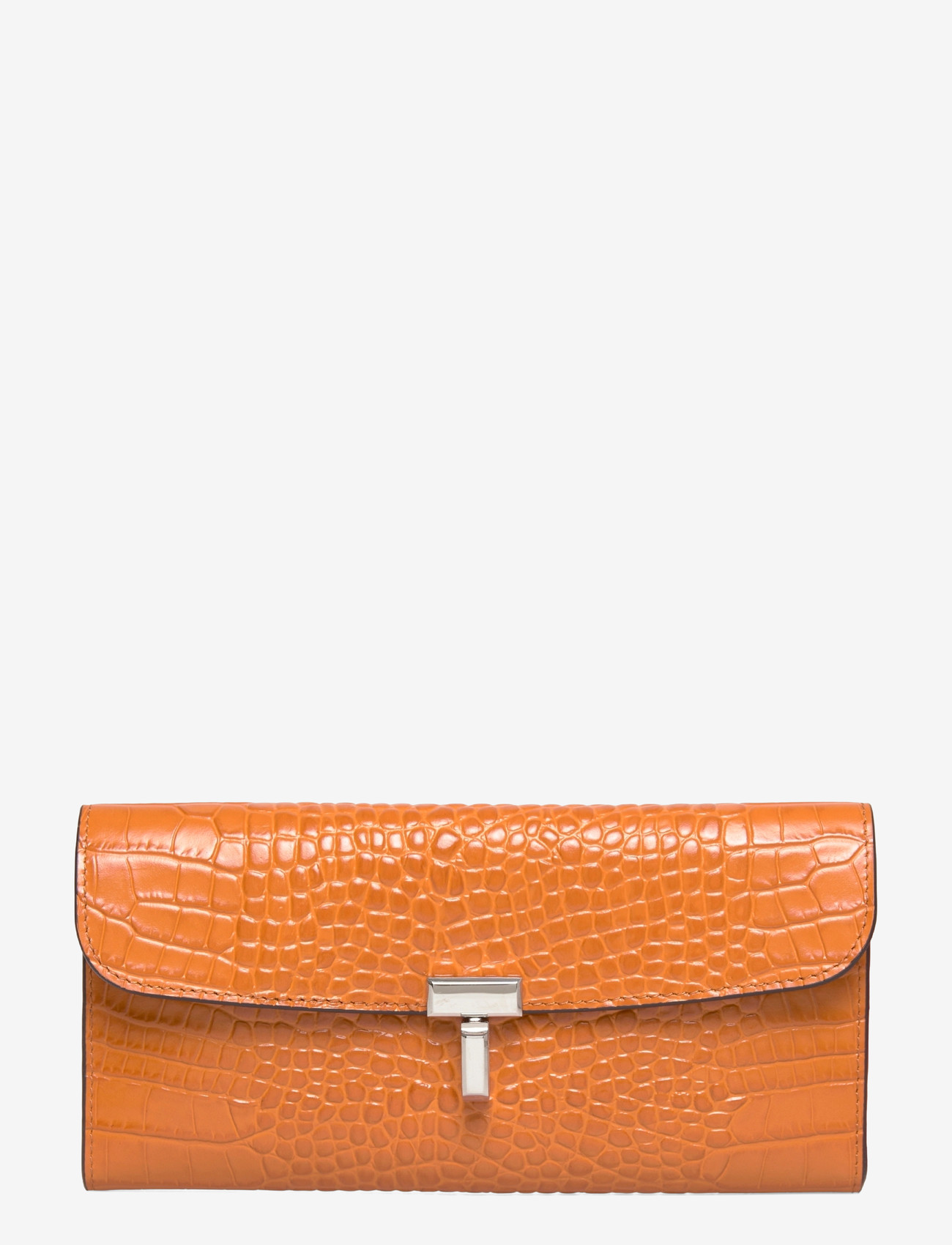 TOTEME - T-Lock Croco Print Leather Wallet - punge - orange - 0