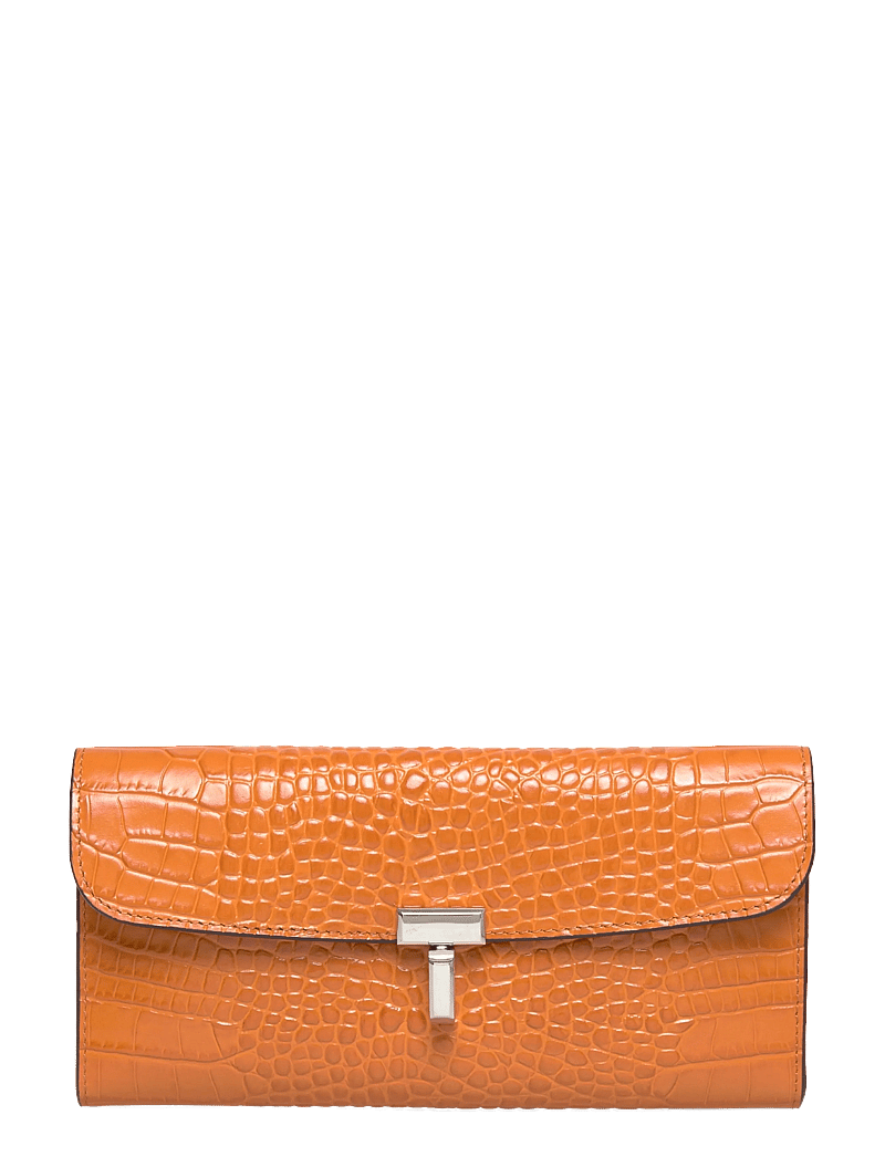 TOTEME - T-Lock Croco Print Leather Wallet - punge - orange - 0