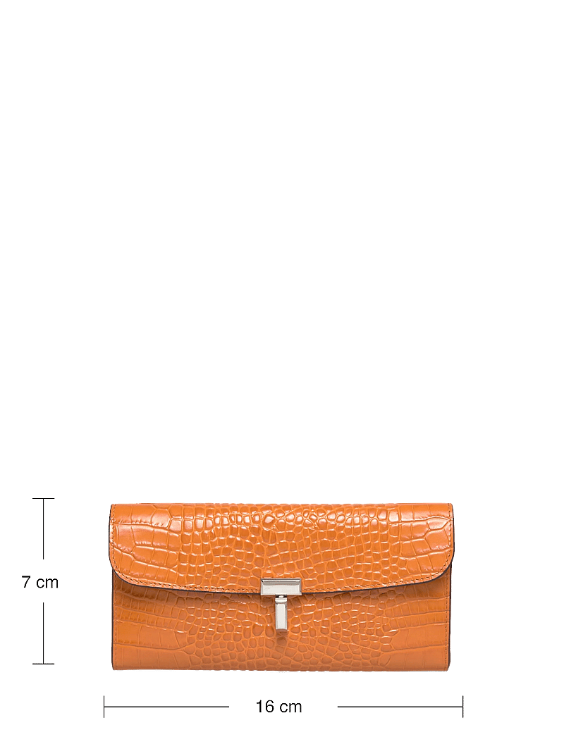 TOTEME - T-Lock Croco Print Leather Wallet - punge - orange - 3