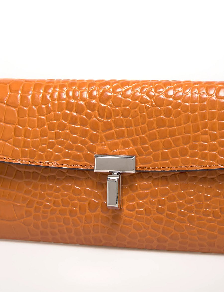 TOTEME - T-Lock Croco Print Leather Wallet - naudas maki - orange - 4
