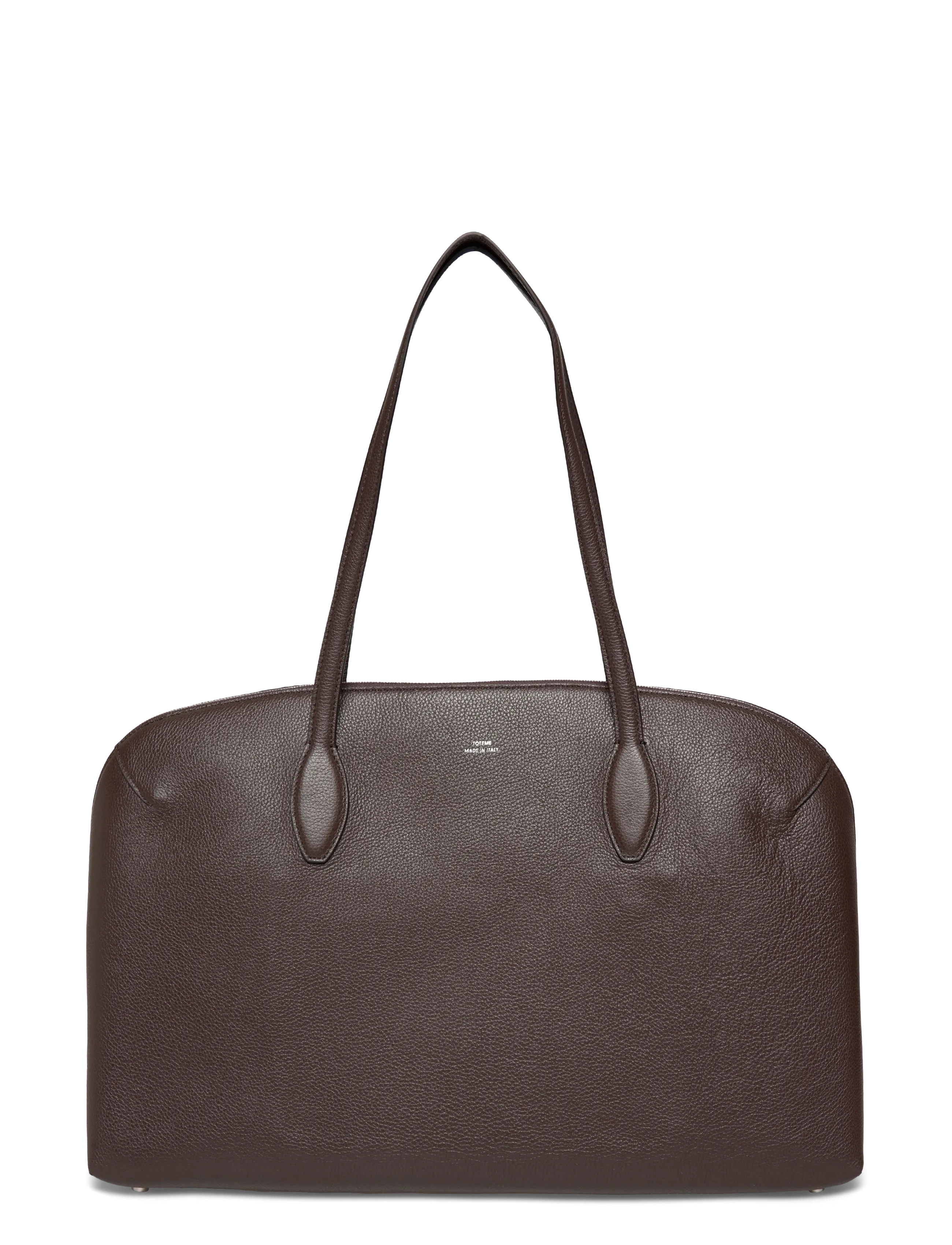 TOTEME Suede Handbag with engraved logo - Handtaschen - DARK CHOCOLATE / brown