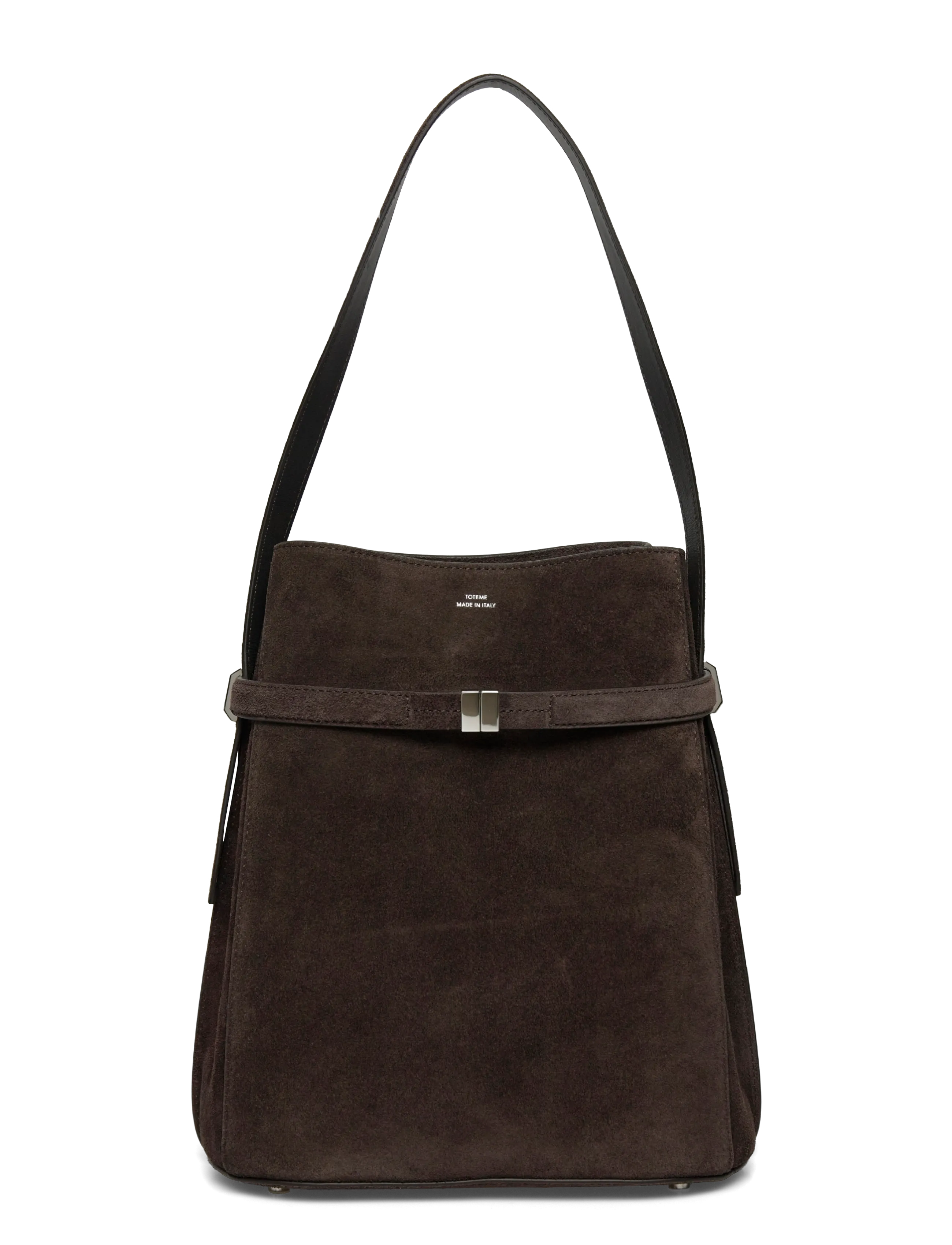 TOTEME Suede belted bucket bag - Bucket Bags - BROWN / brown
