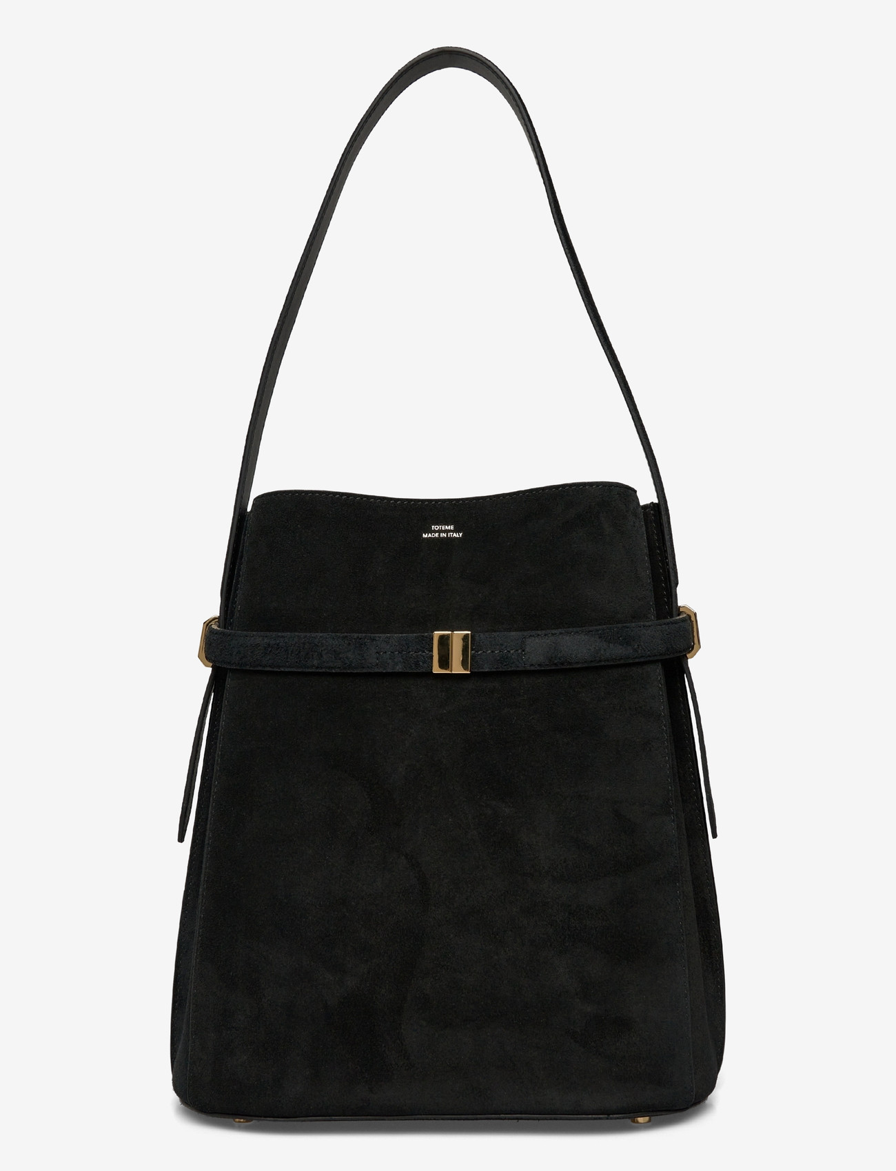 TOTEME - Suede belted bucket bag - schultertaschen - black - 0
