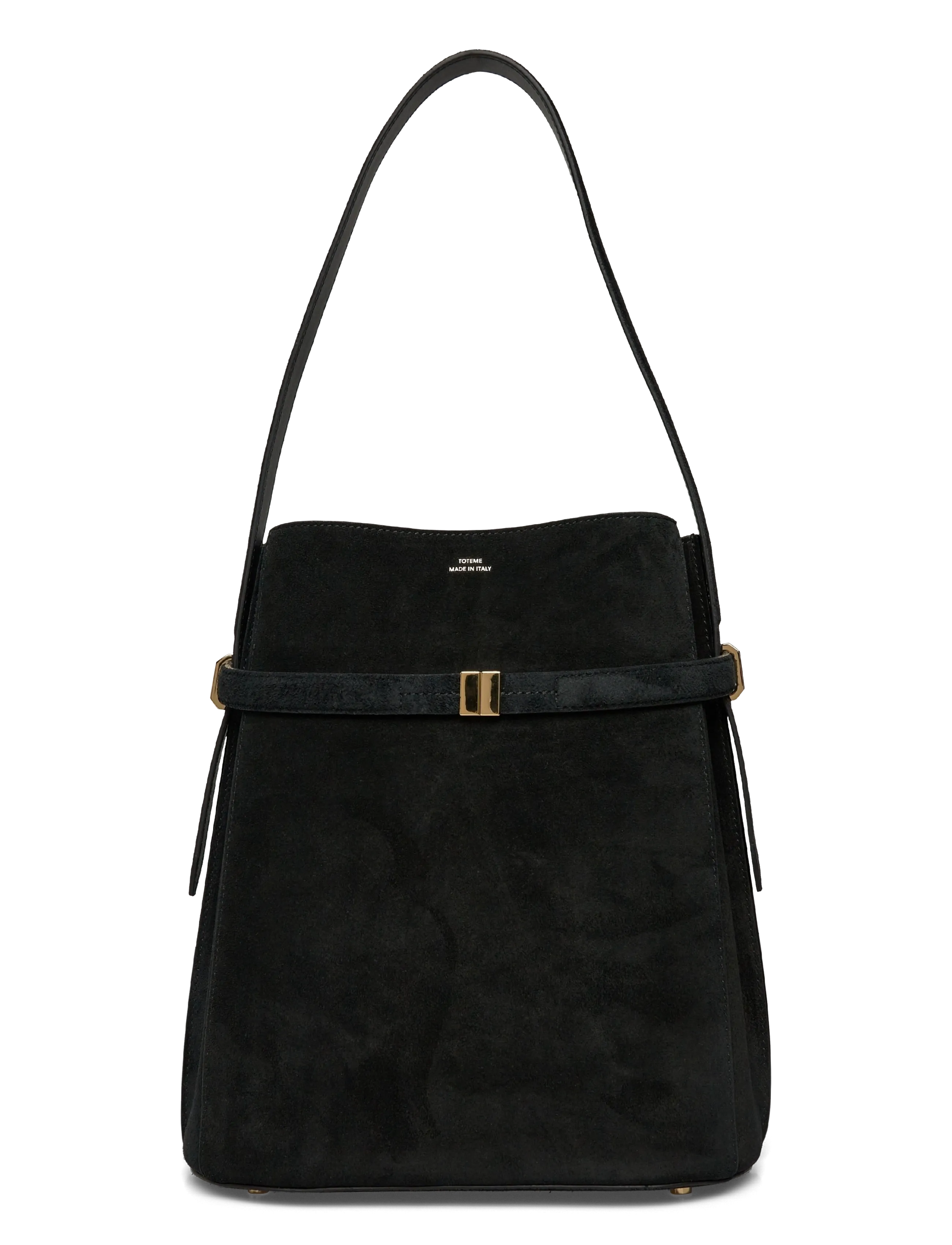 TOTEME Suede belted bucket bag - Nyheder - BLACK / black