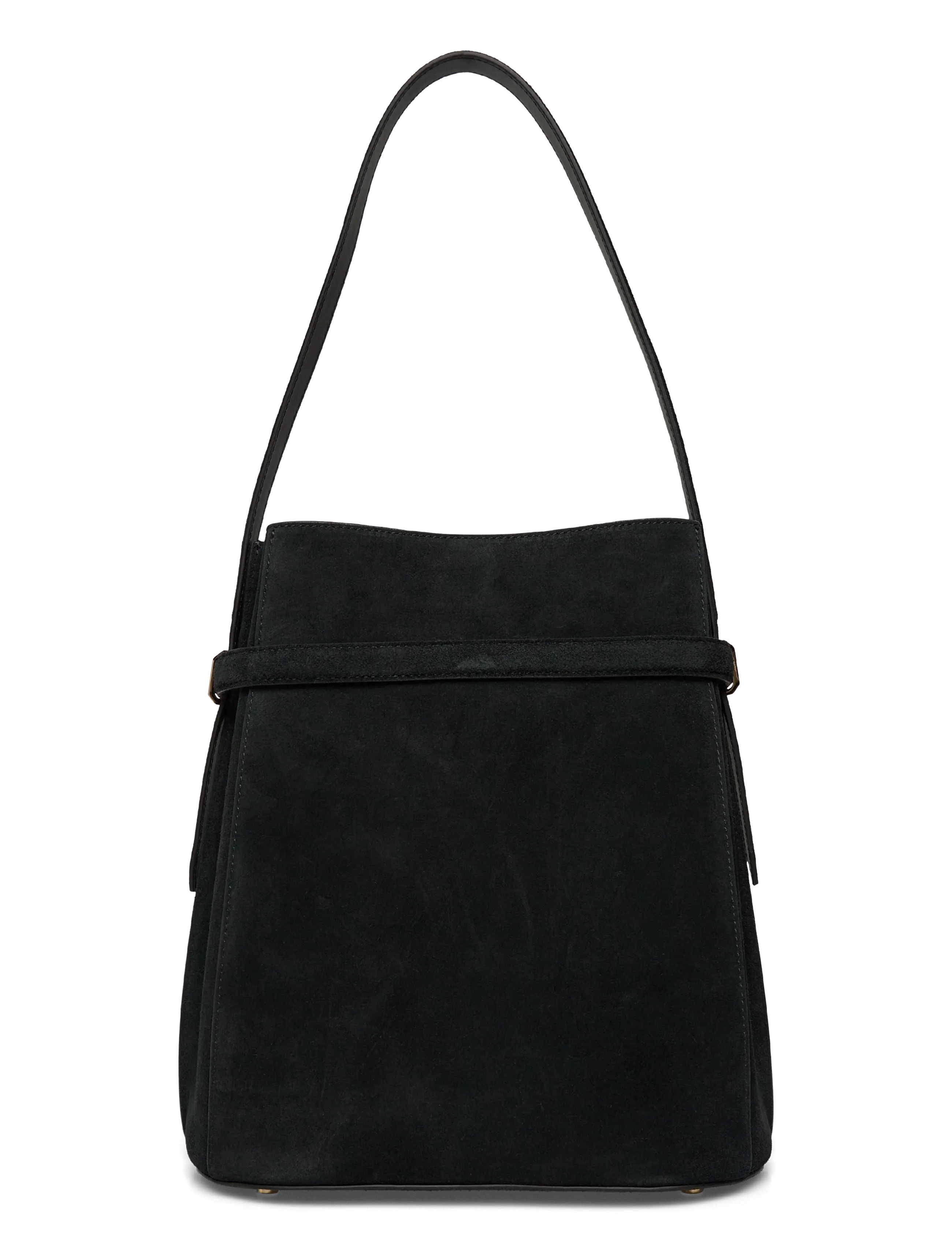 TOTEME - Suede belted bucket bag - black - 1