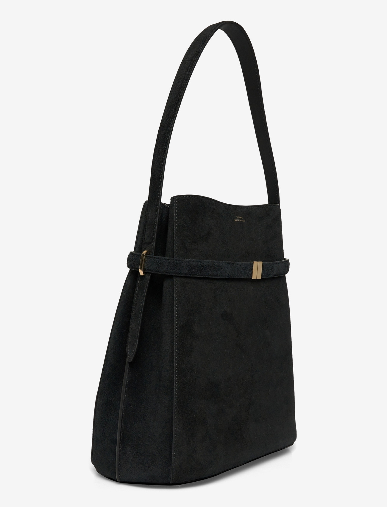 TOTEME - Suede belted bucket bag - schultertaschen - black - 2
