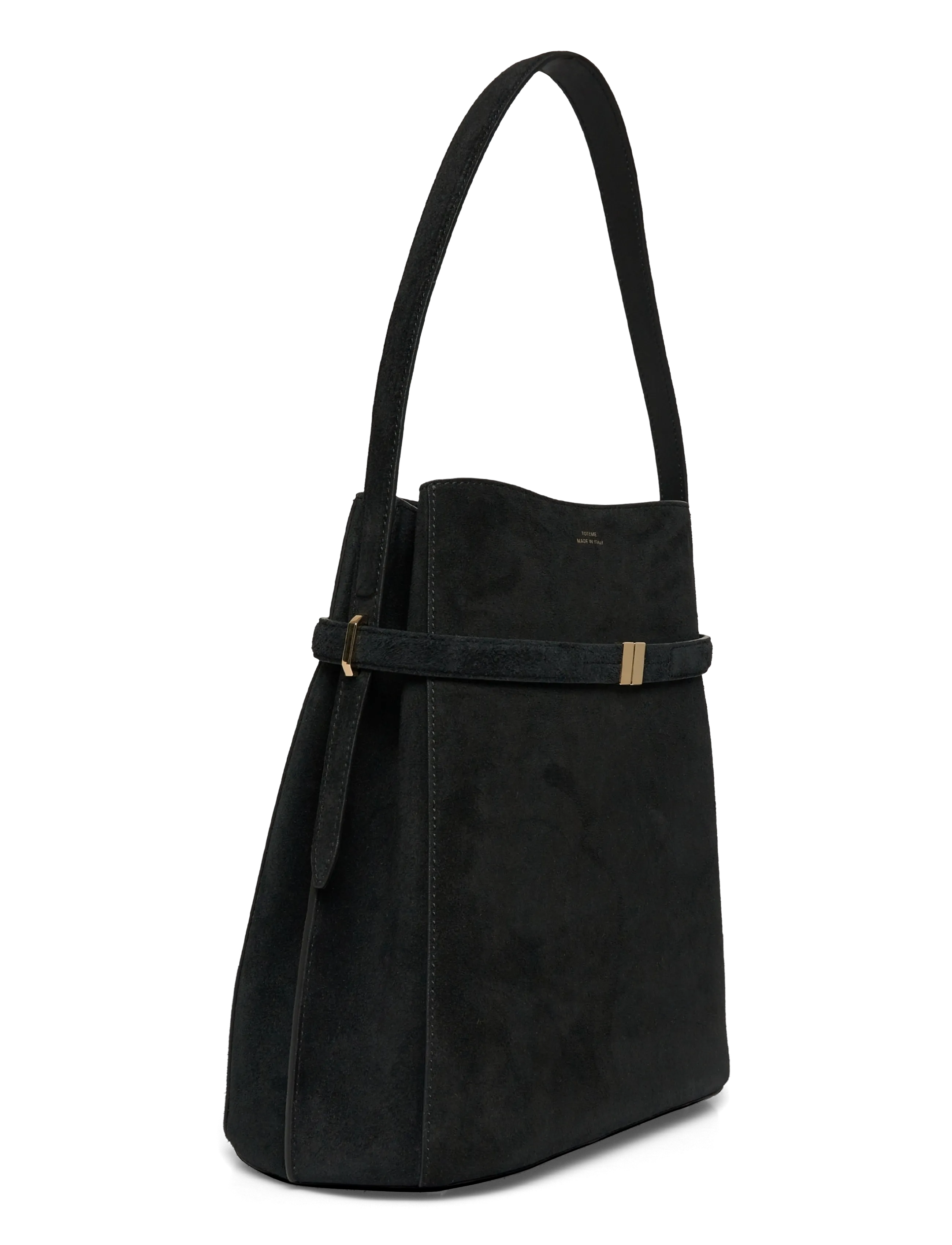 TOTEME - Suede belted bucket bag - black - 2