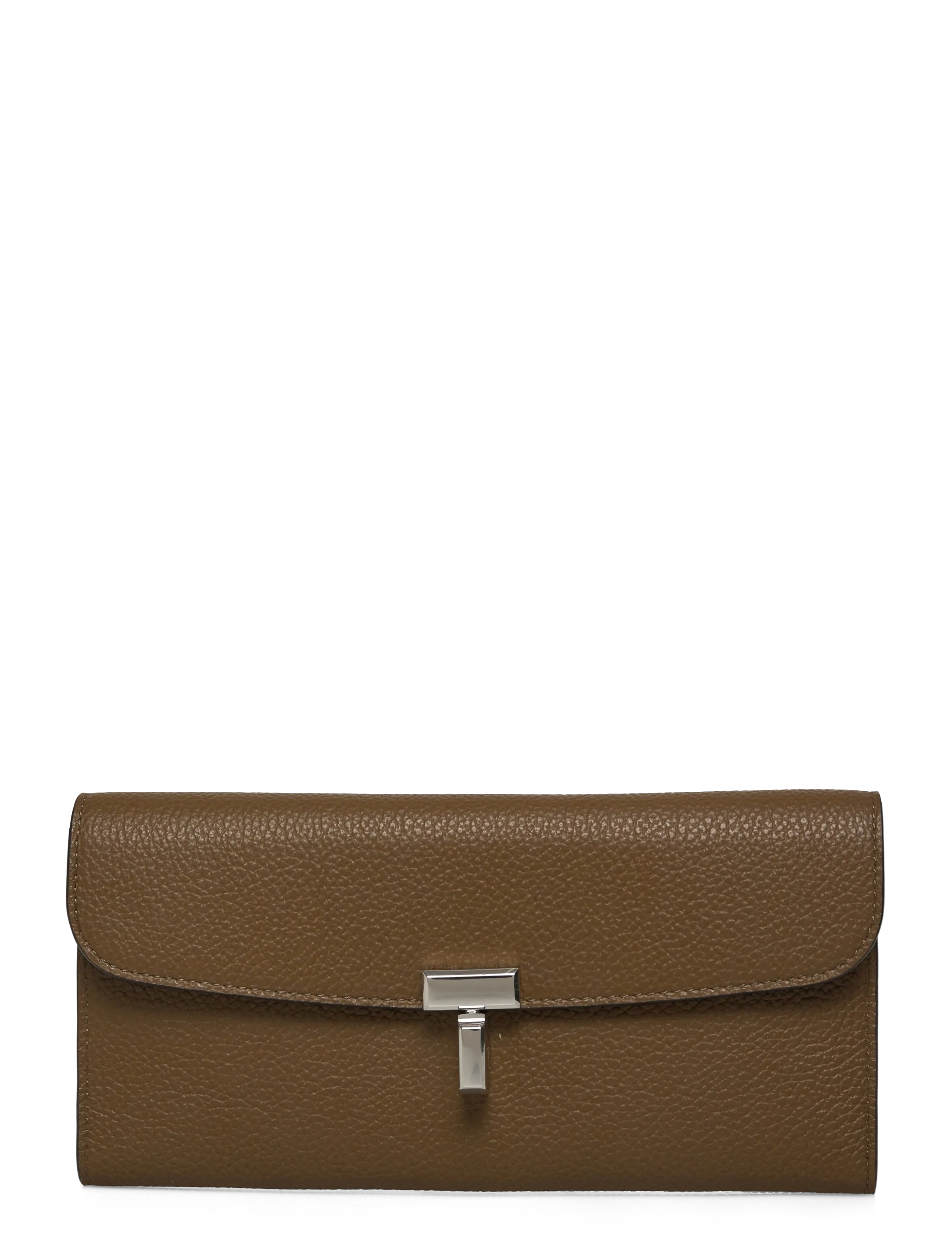 TOTEME T-Lock Leather Wallet, One Size, Card Holders & Wallets, Braun - Frauen