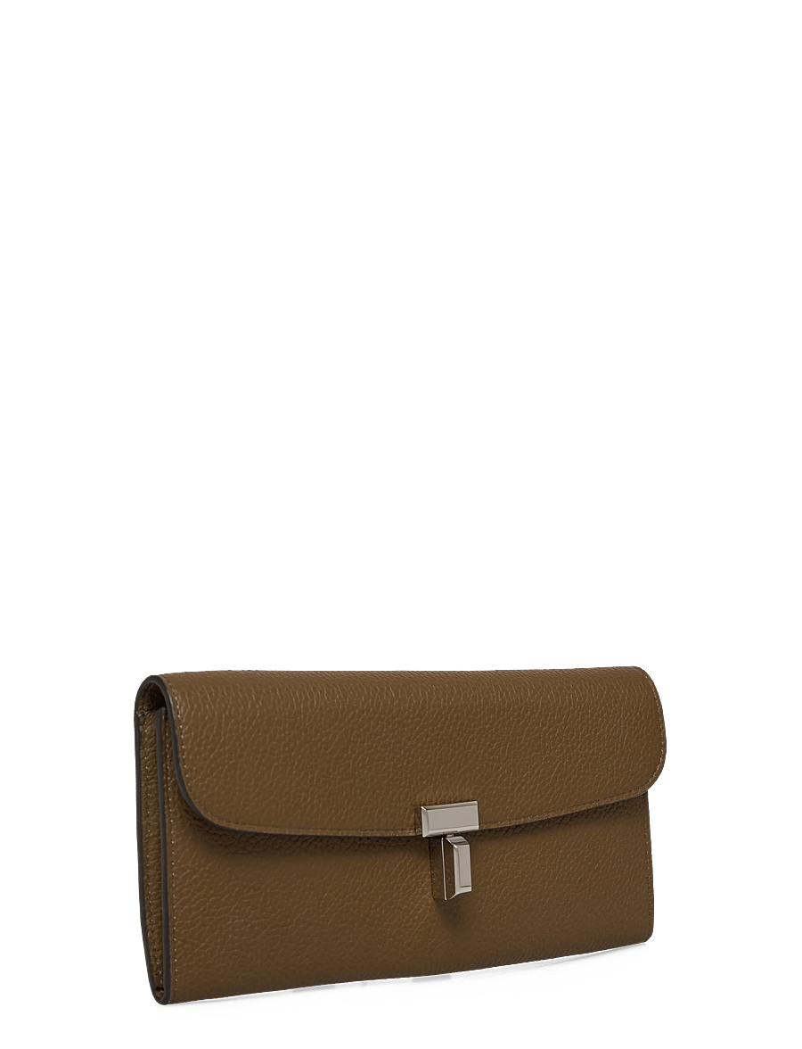 TOTEME - T-Lock Leather Wallet - plånböcker - dark taupe - 2
