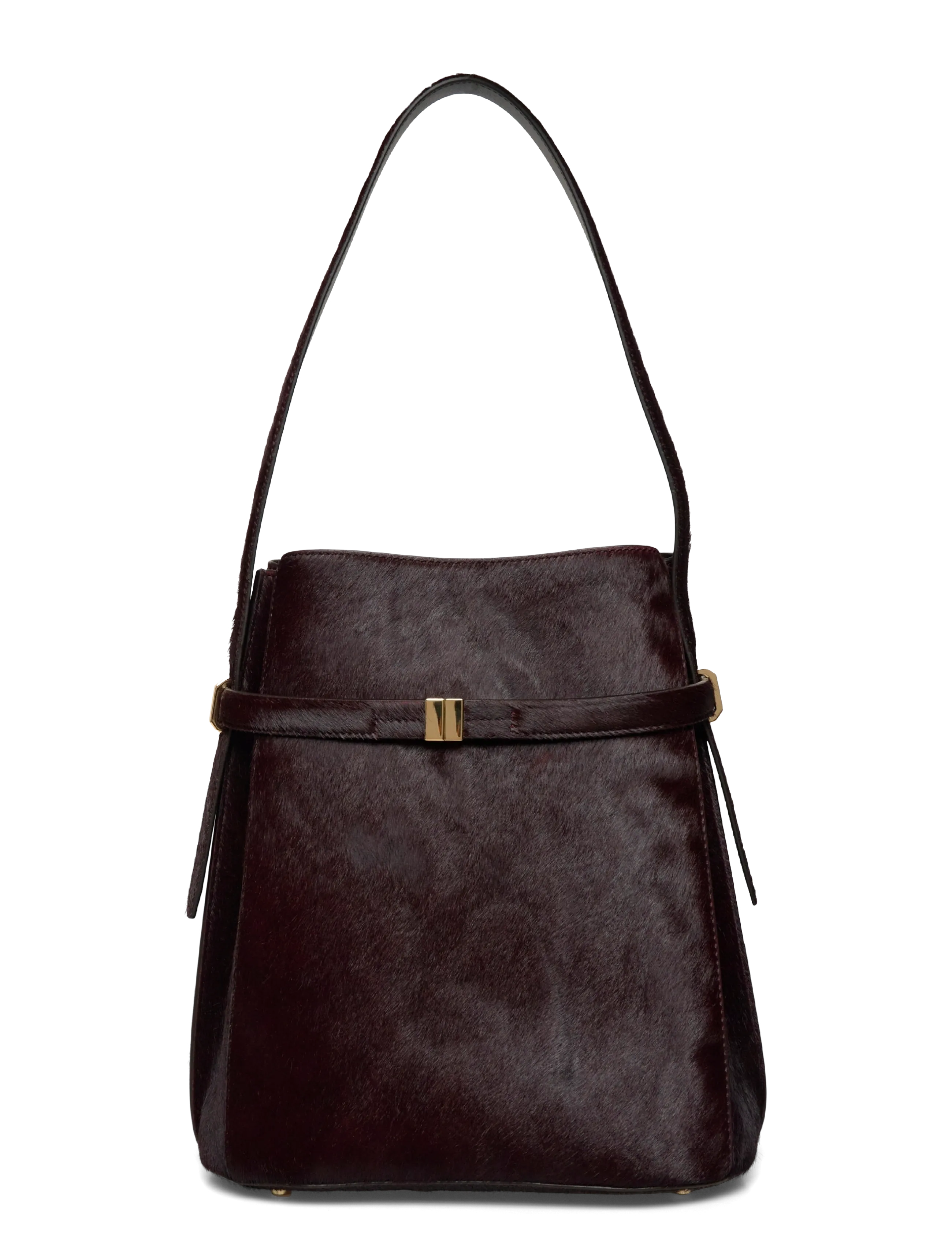 TOTEME Belted Pony Hair Bucket Bag - Bucket Bags - BROWN / brown
