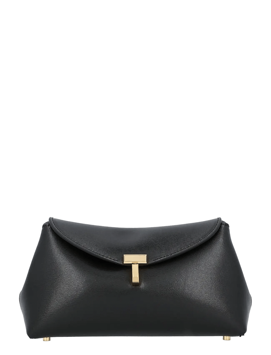 TOTEME - Mini T-lock leather clutch - special occasions - black - 0