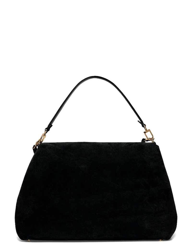 TOTEME - T-Lock Suede Shoulder Bag - skuldertasker - black - 1