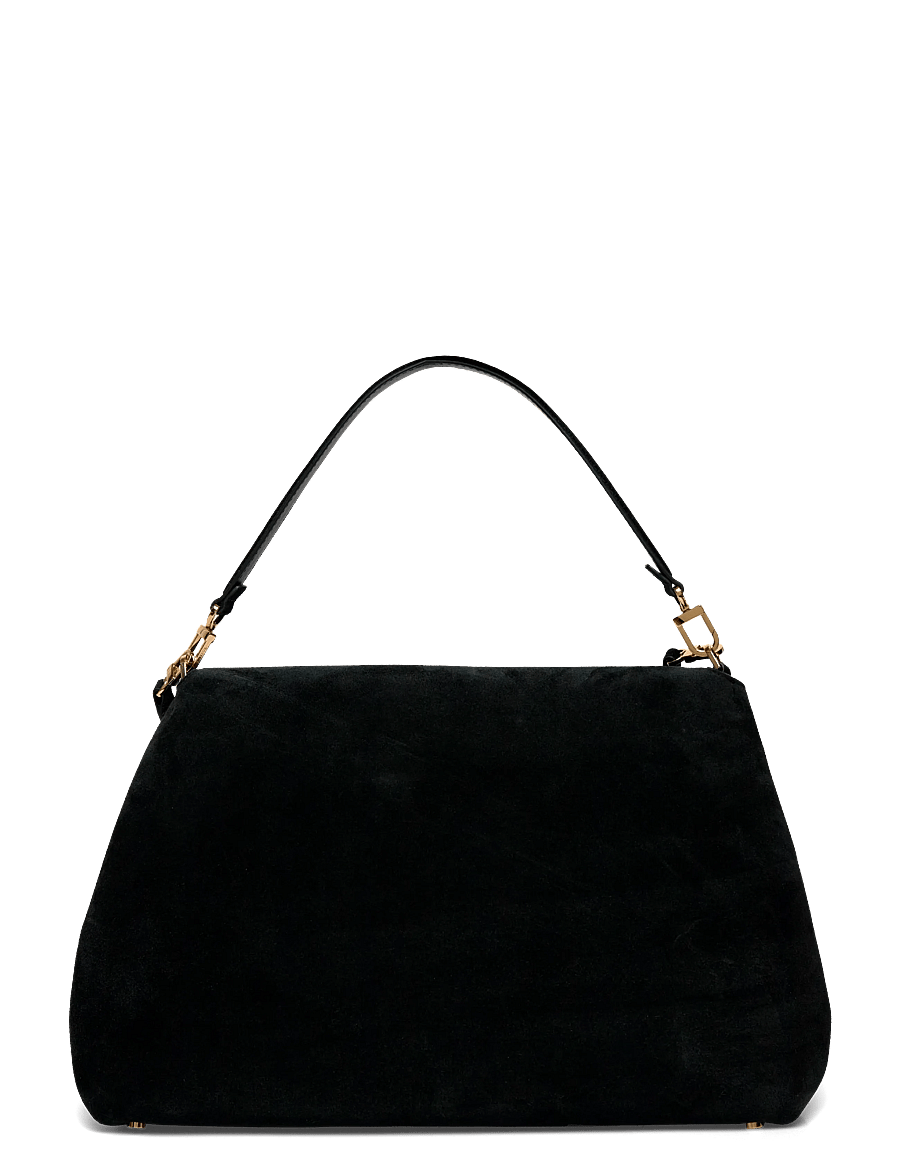 TOTEME - T-Lock Suede Shoulder Bag - axelremsväskor - black - 1
