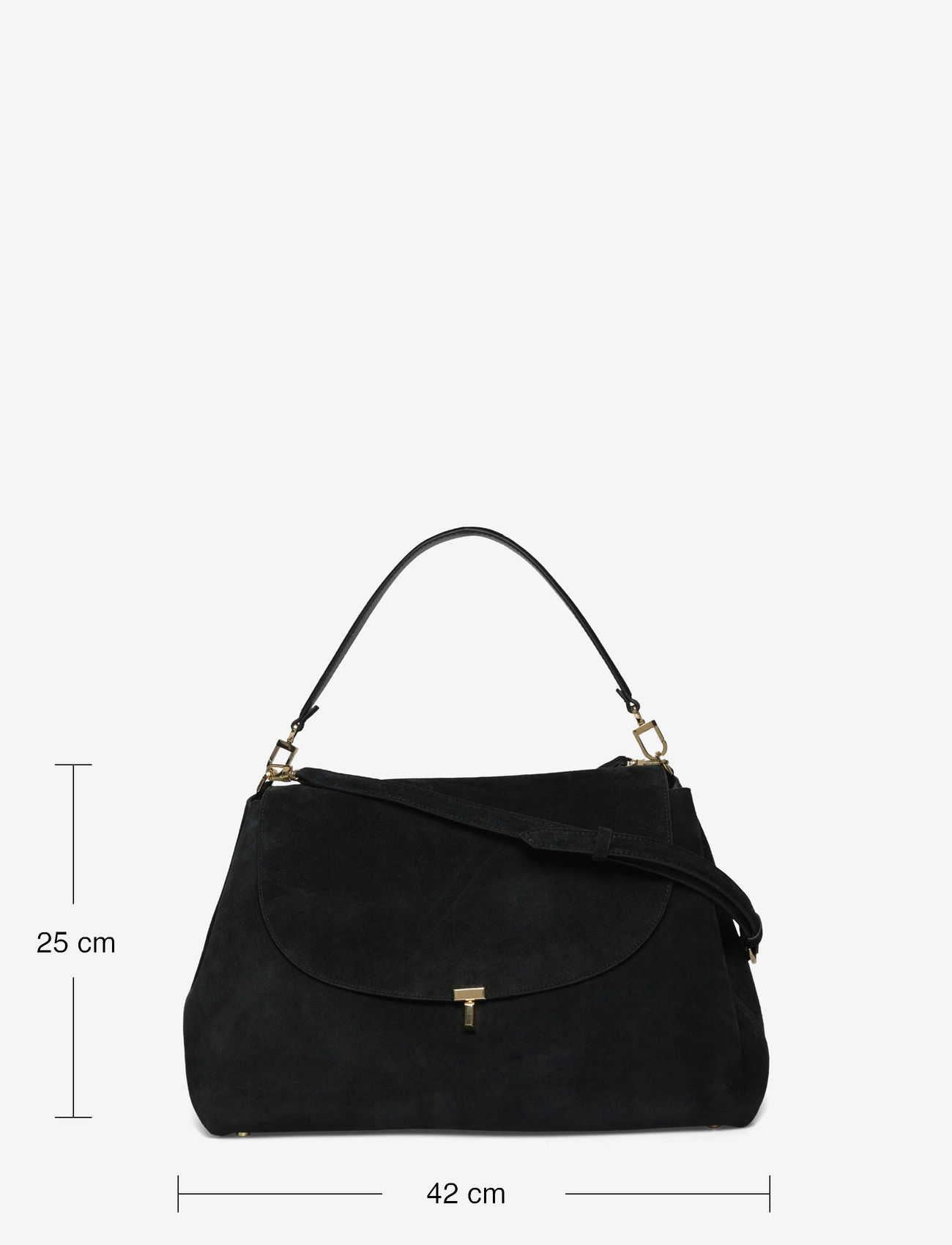 TOTEME - T-Lock Suede Shoulder Bag - skuldertasker - black - 3