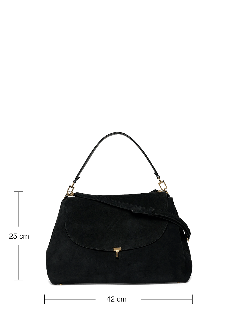 TOTEME - T-Lock Suede Shoulder Bag - skuldertasker - black - 3