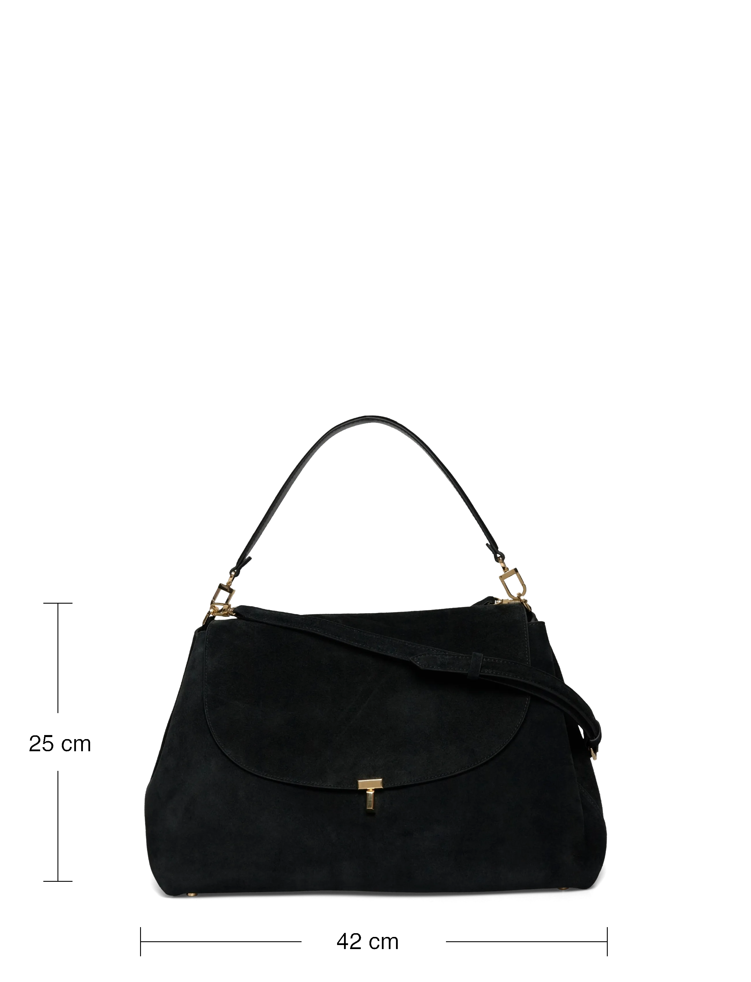TOTEME - T-Lock Suede Shoulder Bag - axelremsväskor - black - 3