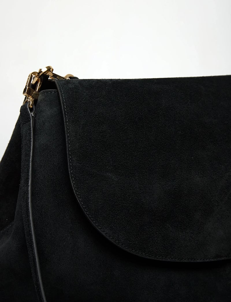 TOTEME - T-Lock Suede Shoulder Bag - skuldertasker - black - 4