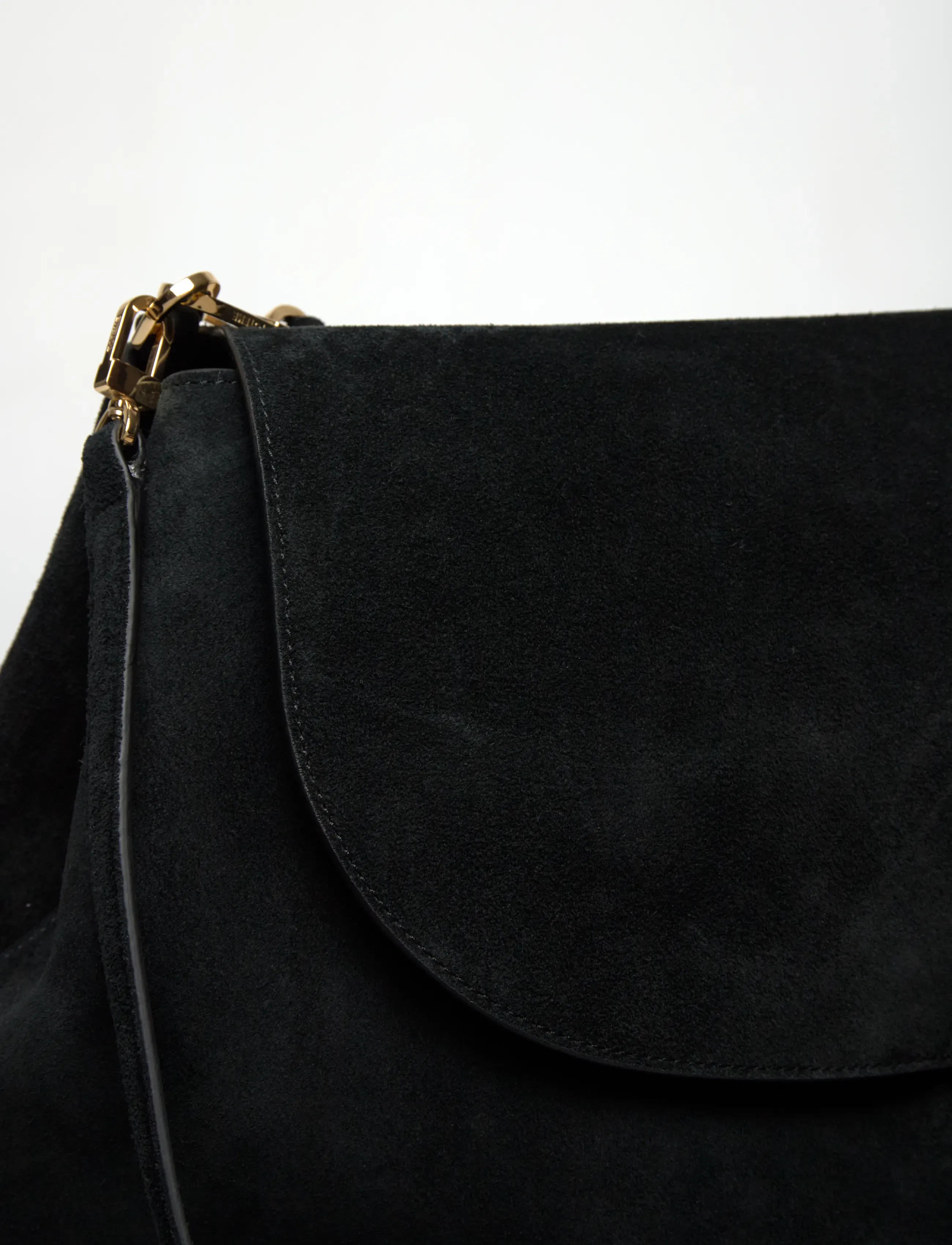 TOTEME - T-Lock Suede Shoulder Bag - axelremsväskor - black - 4