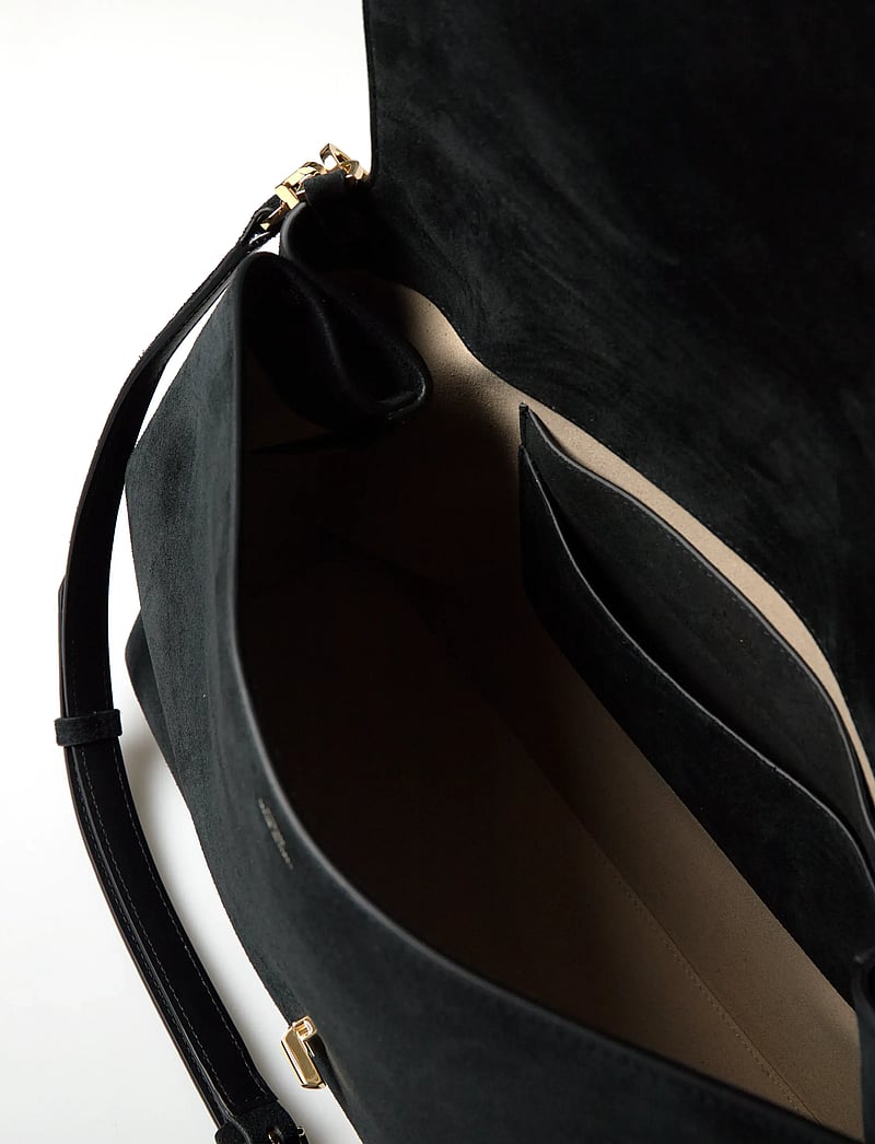 TOTEME - T-Lock Suede Shoulder Bag - skuldertasker - black - 5