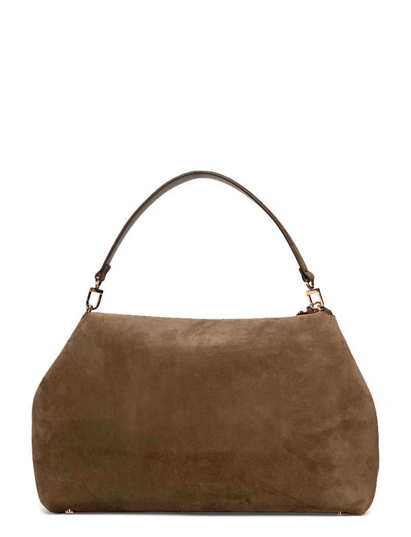 TOTEME - T-Lock Suede Shoulder Bag - skuldertasker - brown - 1