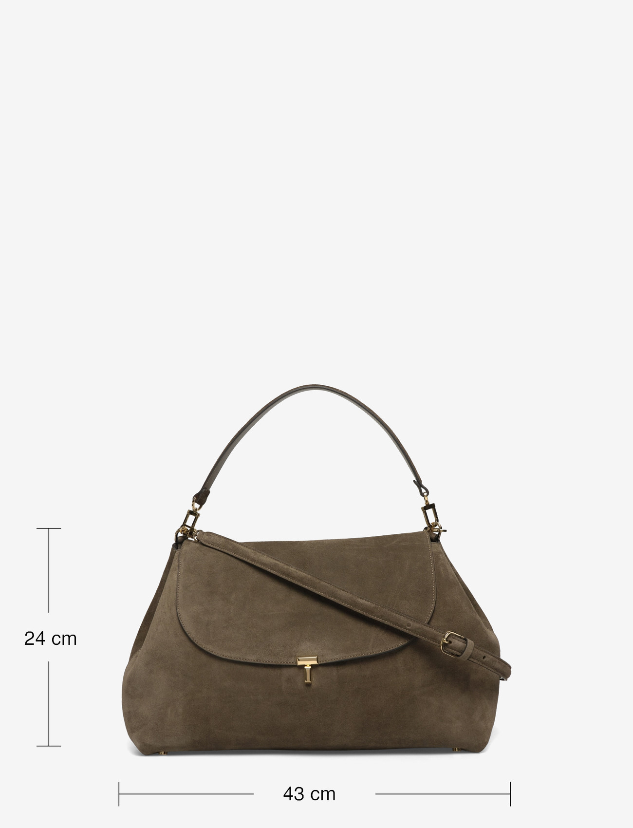 TOTEME - T-Lock Suede Shoulder Bag - skuldertasker - brown - 3