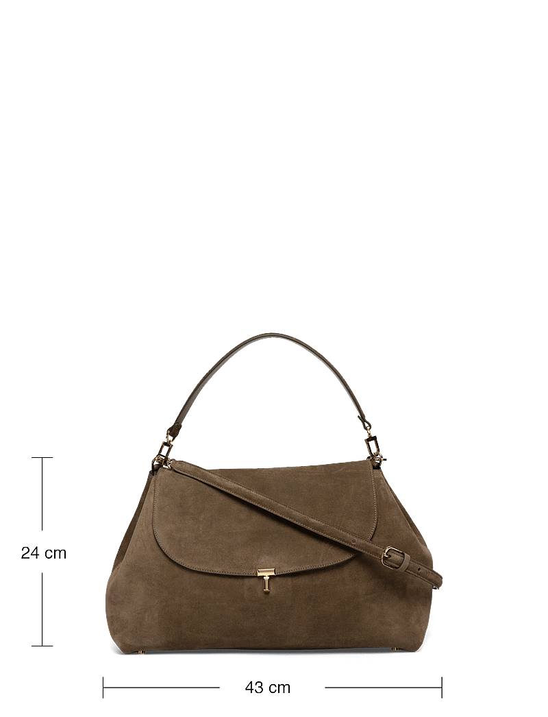 TOTEME - T-Lock Suede Shoulder Bag - skuldertasker - brown - 3