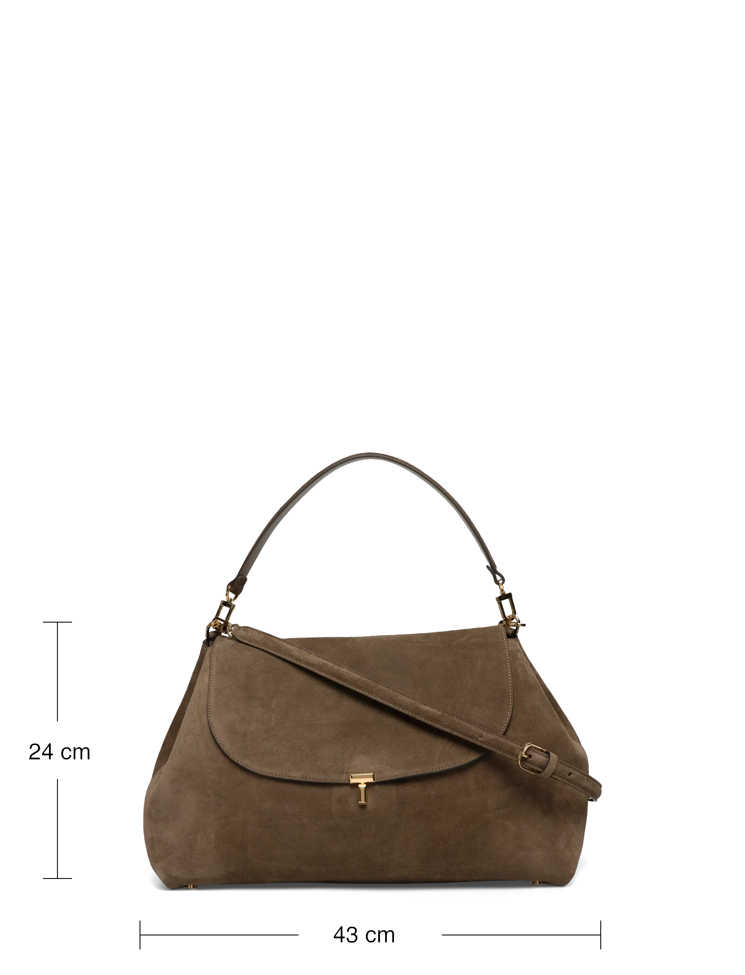 TOTEME - T-Lock Suede Shoulder Bag - shoulder bags - brown - 3