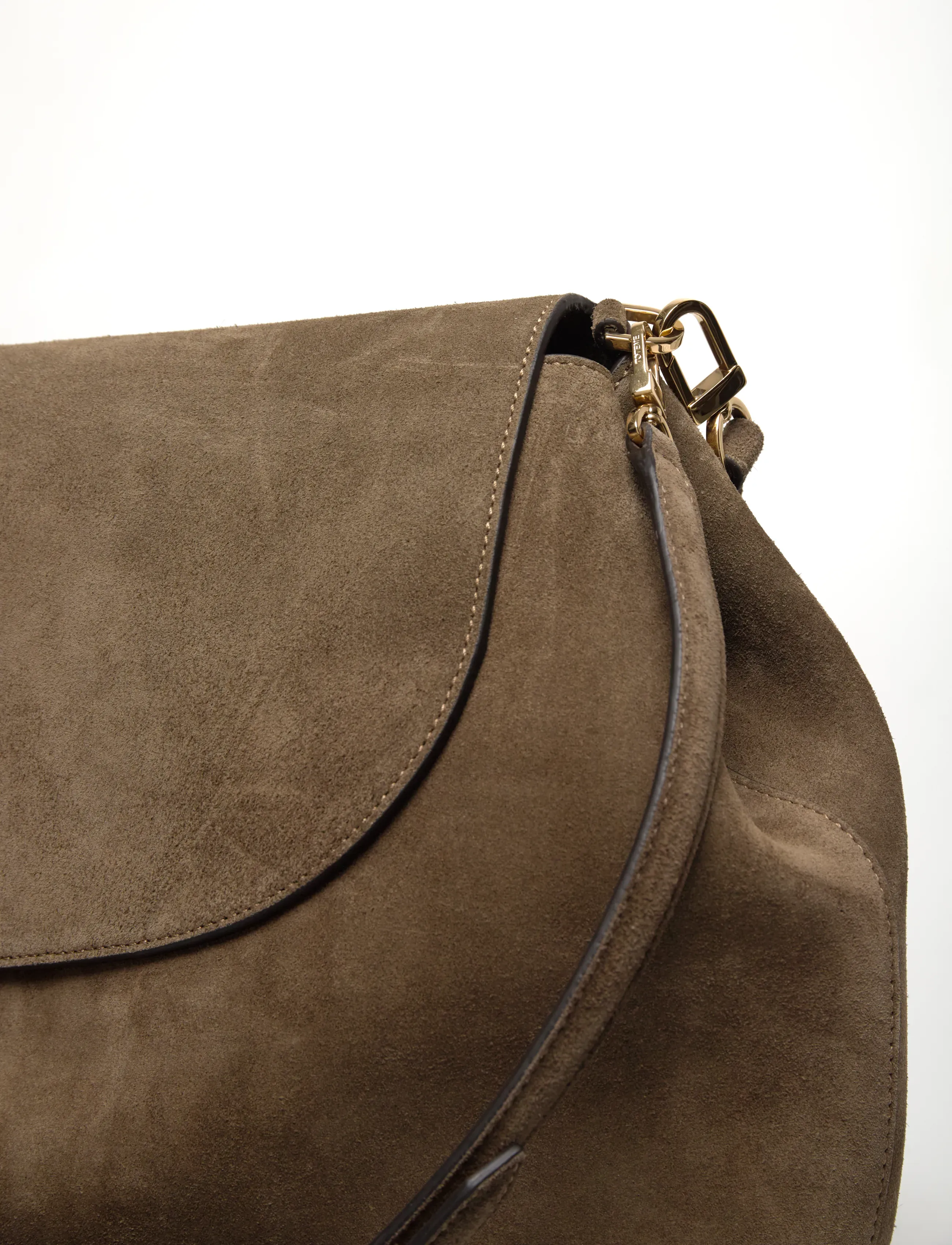 TOTEME - T-Lock Suede Shoulder Bag - shoulder bags - brown - 4