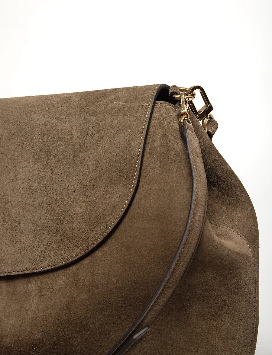TOTEME - T-Lock Suede Shoulder Bag - shoulder bags - brown - 4