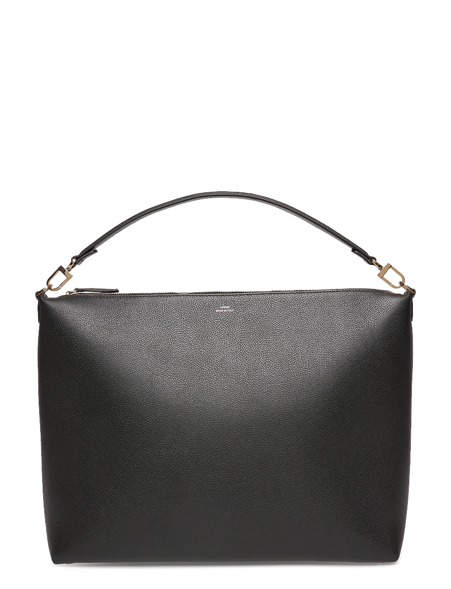 TOTEME - Bevel Leather Shoulder Bag - axelremsväskor - black - 0