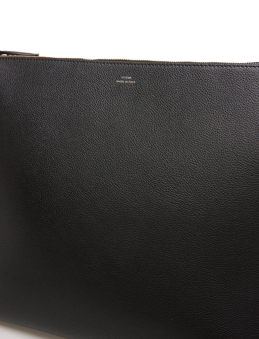 TOTEME - Bevel Leather Shoulder Bag - axelremsväskor - black - 4