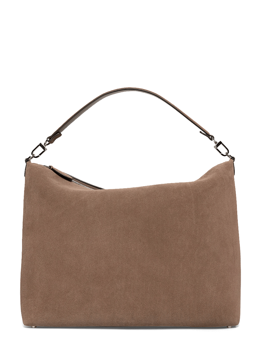 TOTEME - Bevel medium textured-suede shoulder bag - schultertaschen - brown - 0