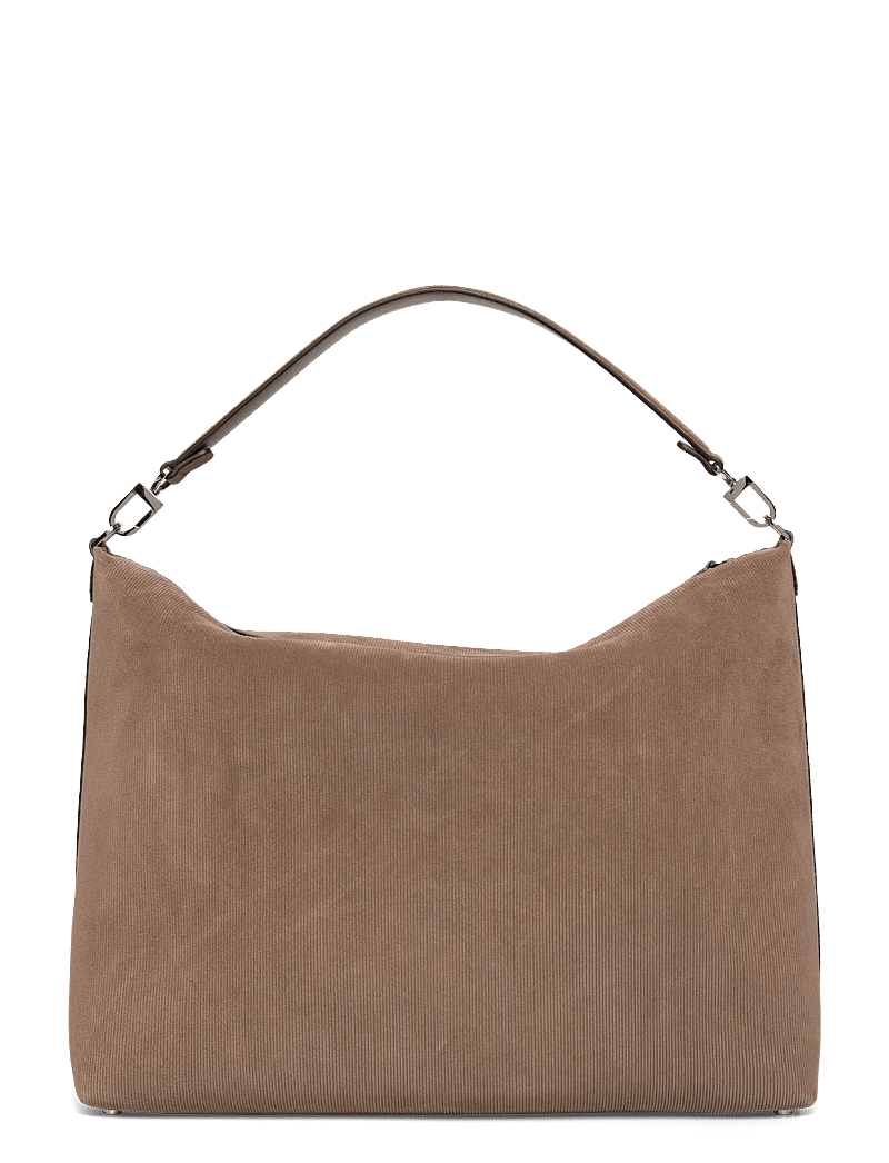 TOTEME - Bevel medium textured-suede shoulder bag - skuldertasker - brown - 1