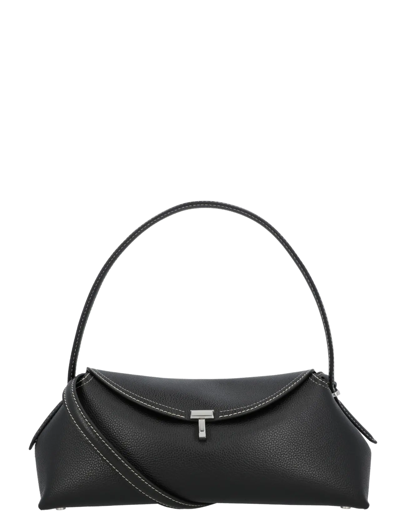 TOTEME T Lock Grained Leather Top Handle Bag - Tasker - BLACK / black