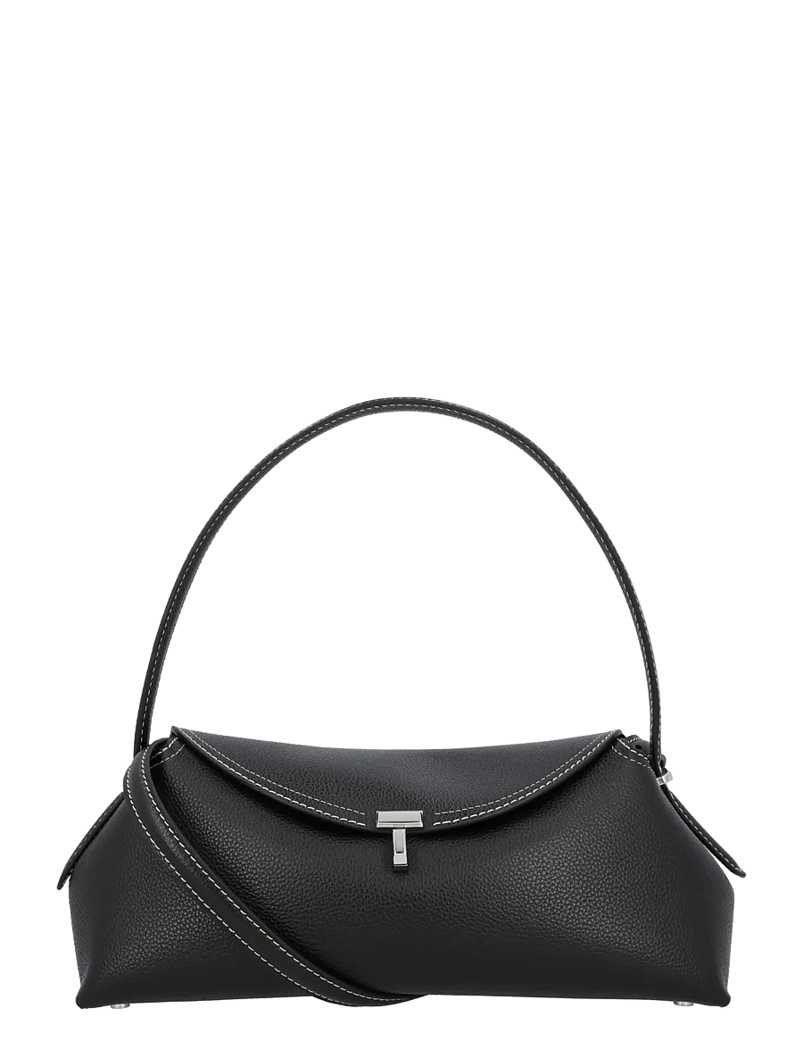 TOTEME - T Lock Grained Leather Top Handle Bag - skuldertasker - black - 0