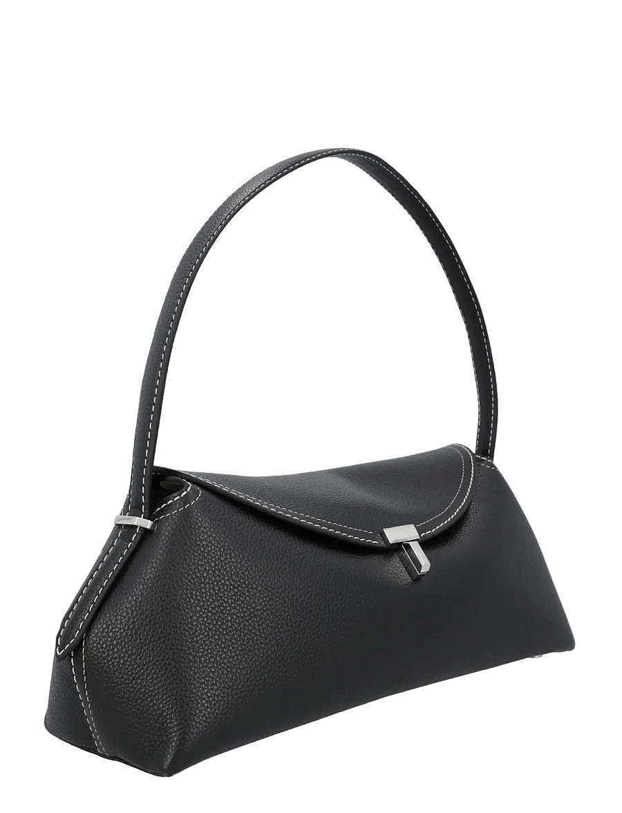TOTEME - T Lock Grained Leather Top Handle Bag - skuldertasker - black - 2