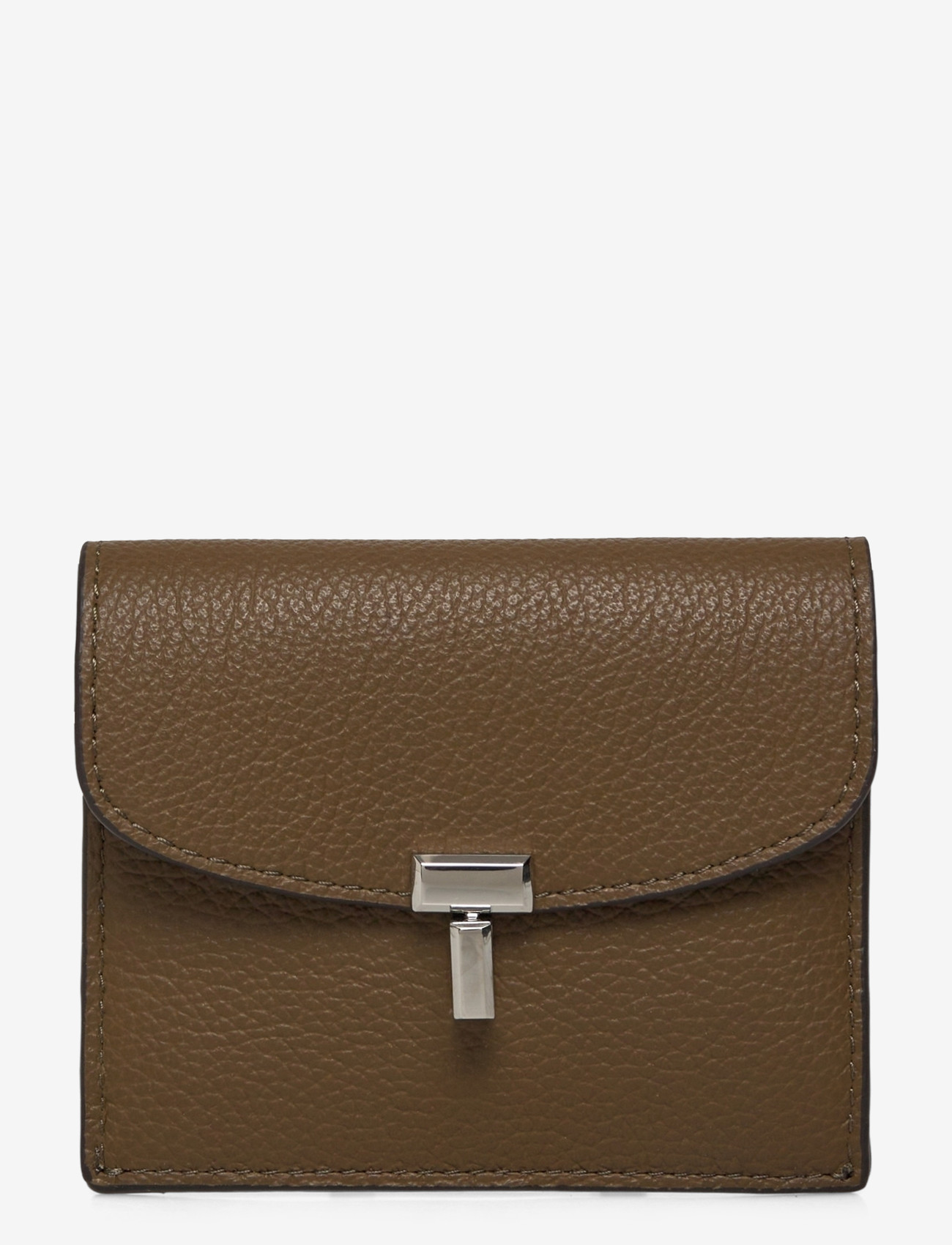 TOTEME - T-Lock leather wallet - kaarditaskud - dark taupe - 0