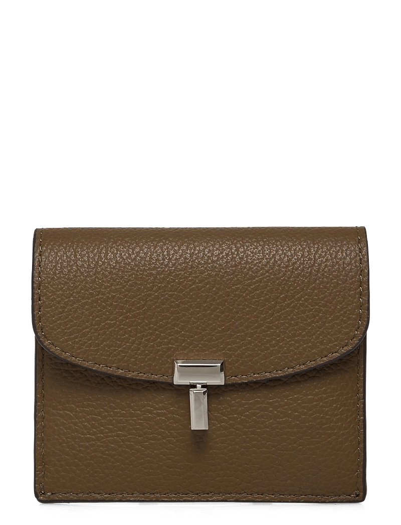 TOTEME - T-Lock leather wallet - korthållare - dark taupe - 0