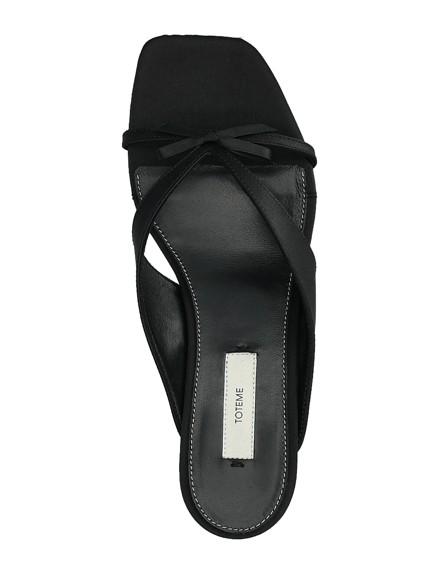 TOTEME - 35mm Bow Satin Sandals - sandaletten - brown - 3