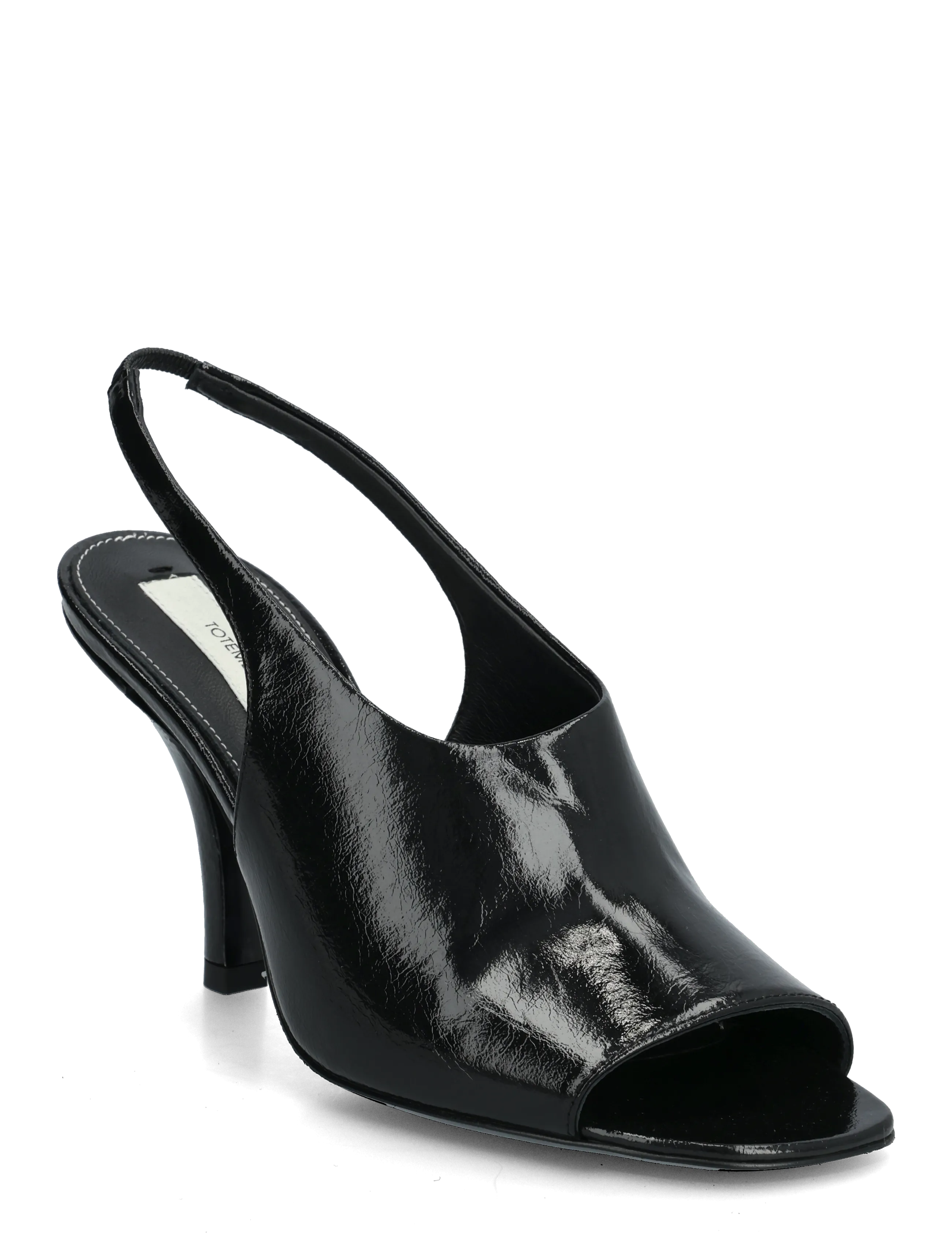 Toteme Contour Naplack Slingback Heeled Sandals - Shoes - BLACK / black